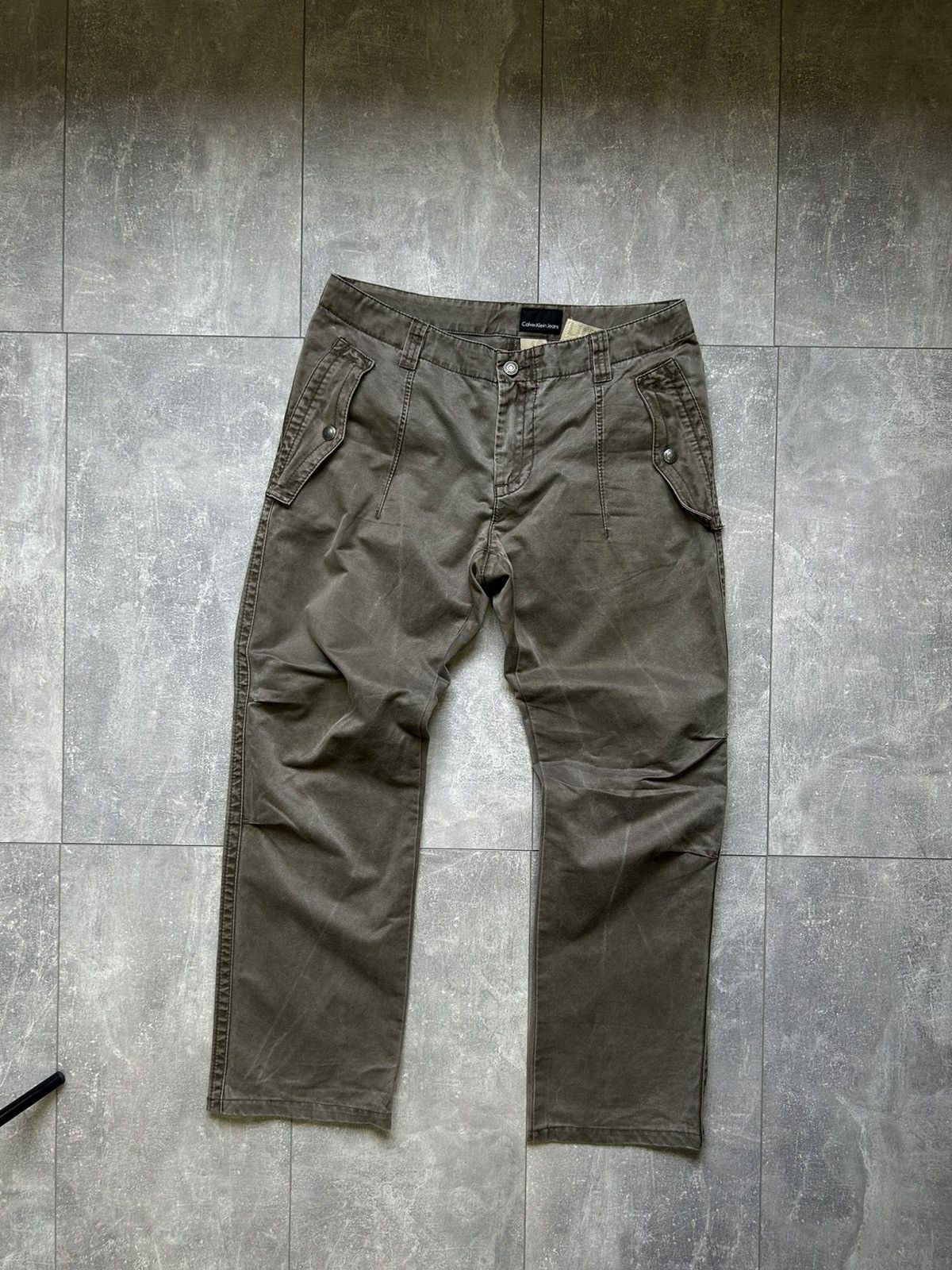 Calvin Klein × Vintage Mens Vintage Calvin Klein Cargo Pants brown y2k streetwear Size US 32 / EU 48 - 19 Thumbnail