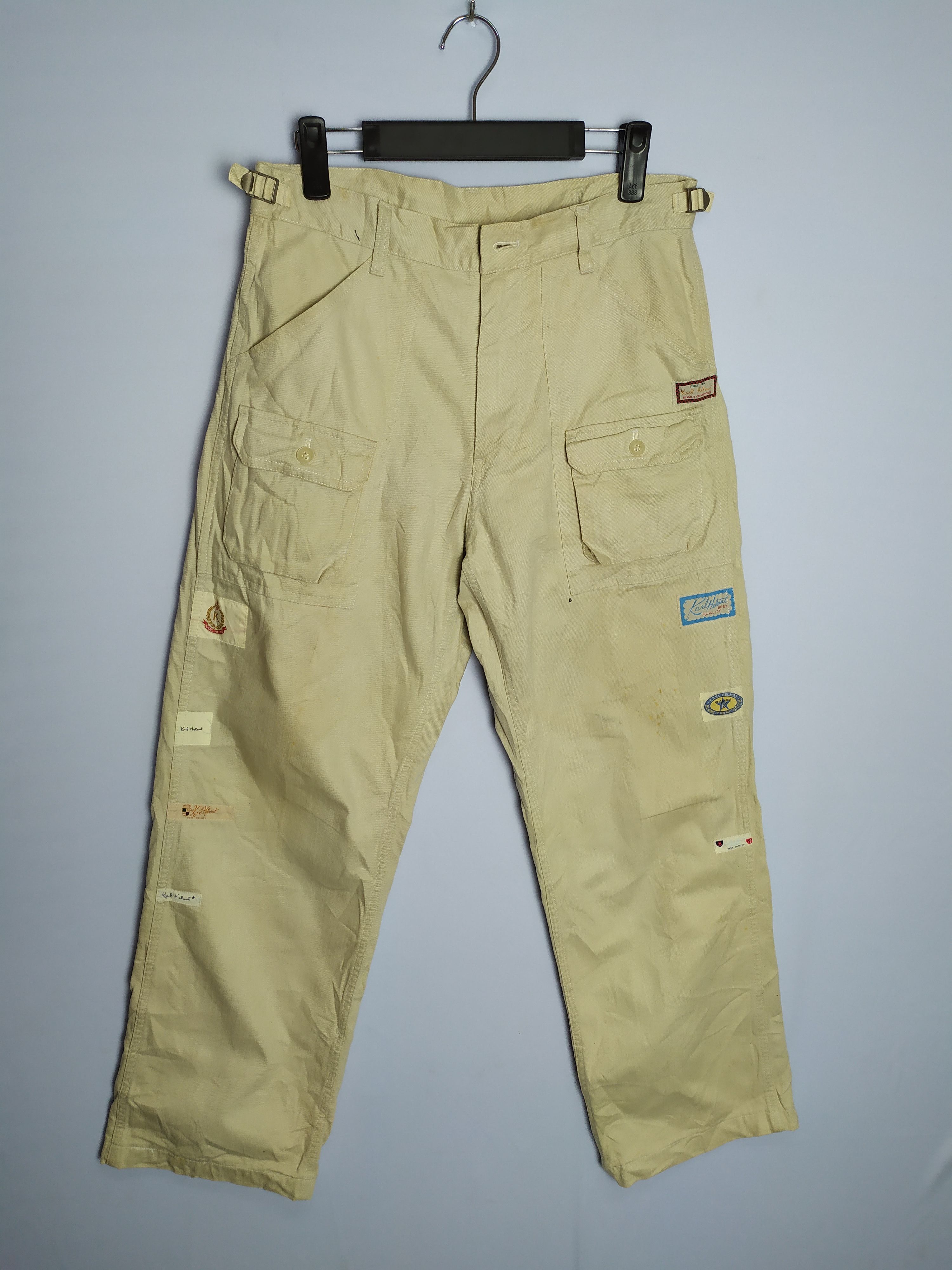 image of Karl Helmut Bush Pants /cargo Pants Multipocket Tactical in Cream, Men's (Size 30)