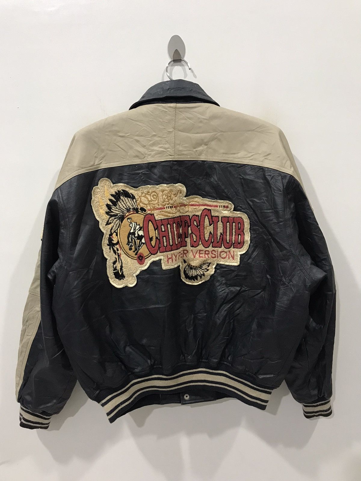Genuine Leather XENON Two Tones CHIEF CLUB Leather Varsity Jacket Size US L / EU 52-54 / 3 - 1 Thumbnail