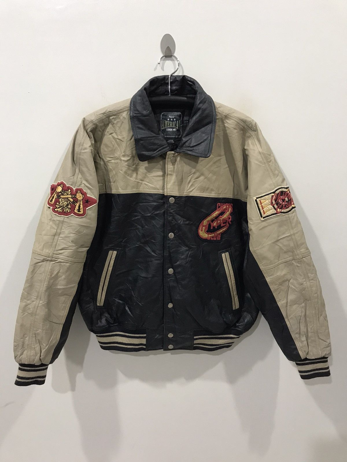 Genuine Leather XENON Two Tones CHIEF CLUB Leather Varsity Jacket Size US L / EU 52-54 / 3 - 3 Thumbnail