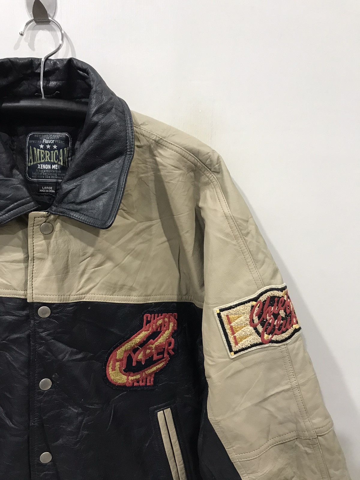Genuine Leather XENON Two Tones CHIEF CLUB Leather Varsity Jacket Size US L / EU 52-54 / 3 - 5 Thumbnail