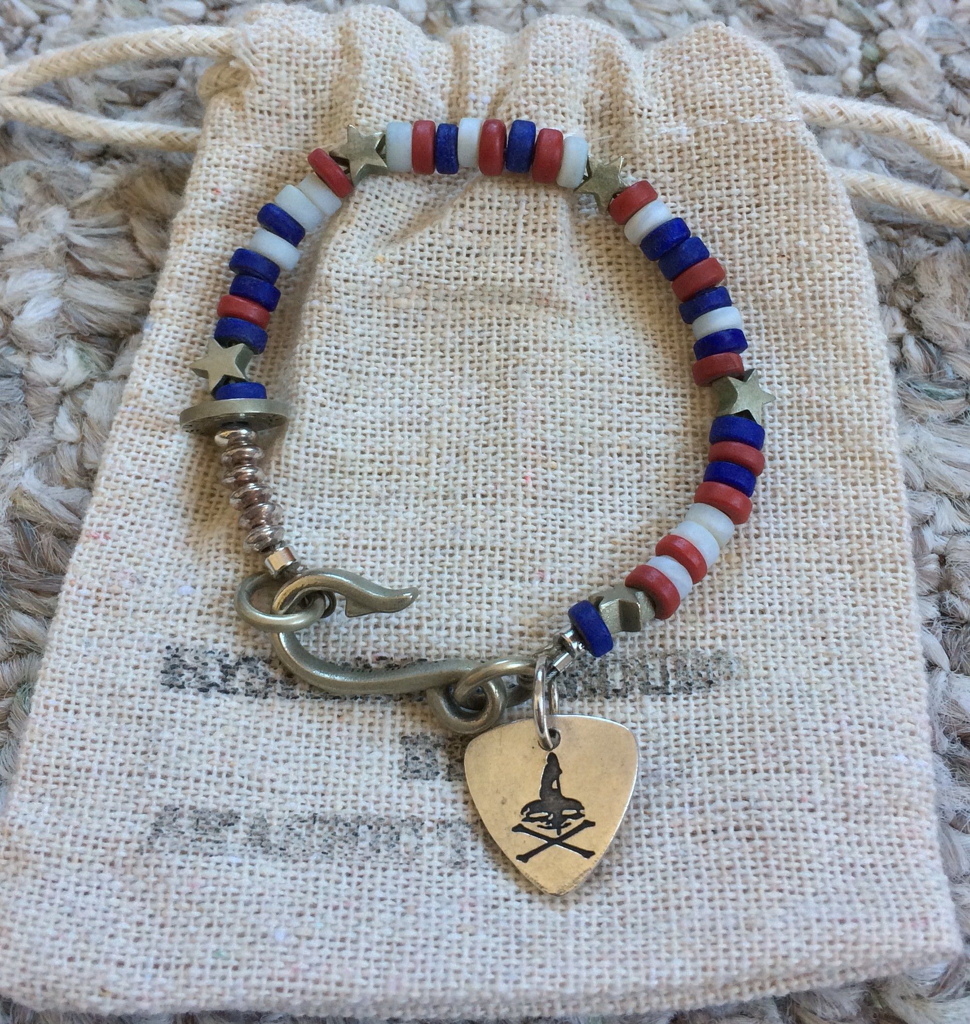 Hysteric Glamour Sterling Silver Guitar Pick Bracelet + Bag