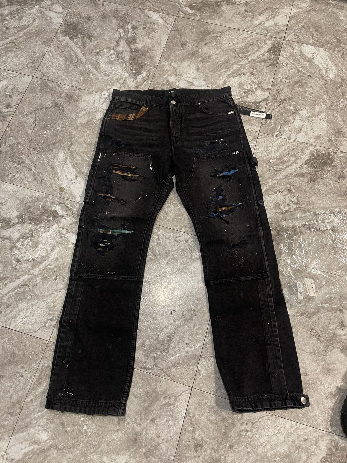 Amiri Amiri black denim cargo carpenters NEW FREE SHIPPING Size US 34 / EU 50 - 1 Thumbnail