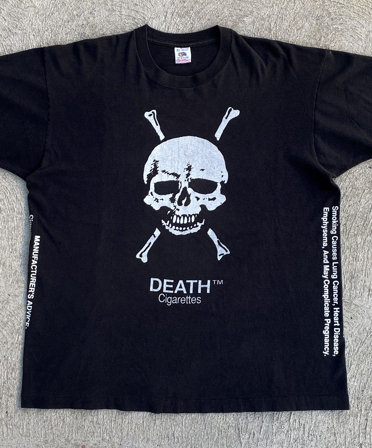 image of Band Tees 1990S Single Stitch Death Cigarettes Vintage Black Rap Tee, Men's (Size XL)