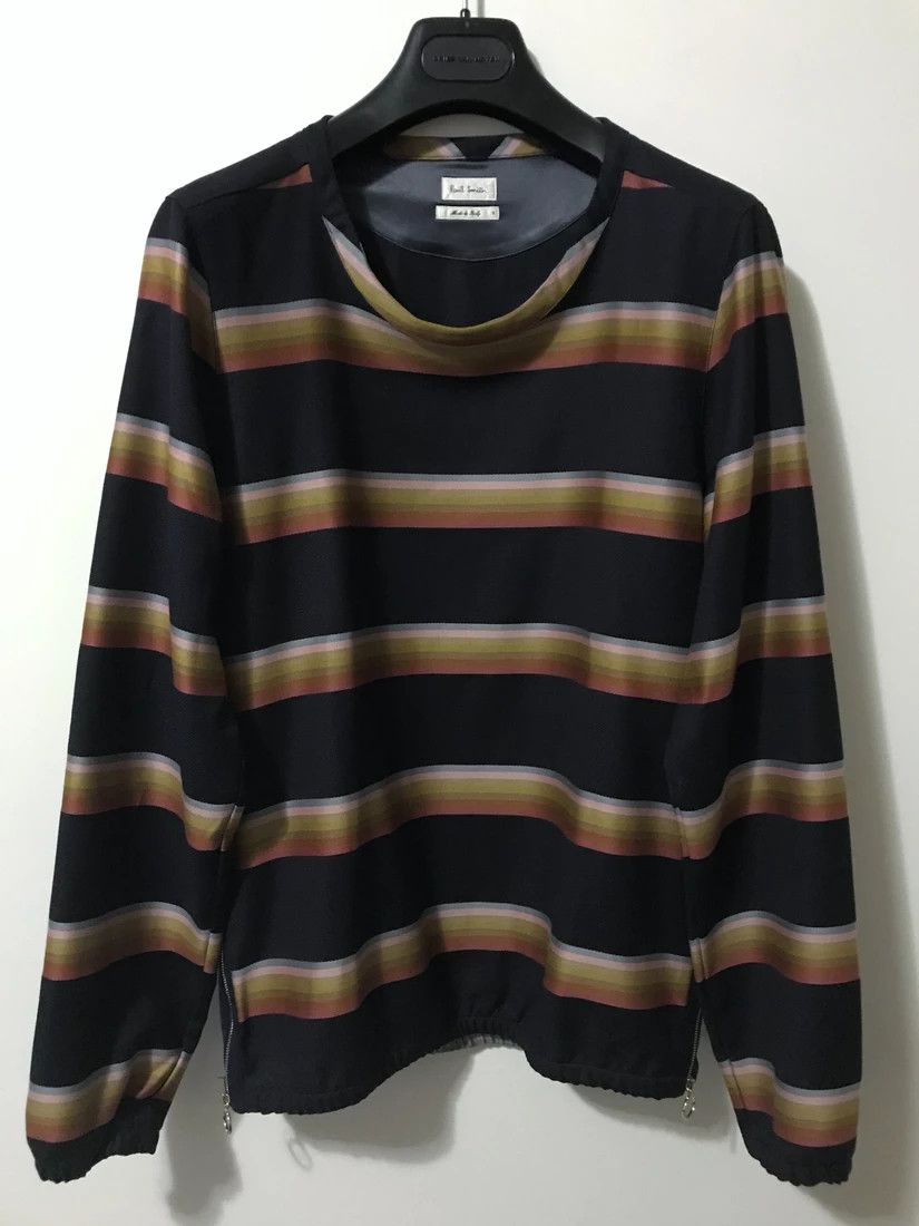 image of Paul Smith Multi Stripe Wool Side Zip Smock - S/s 15 - $1000 Retail, Men's (Size Medium)