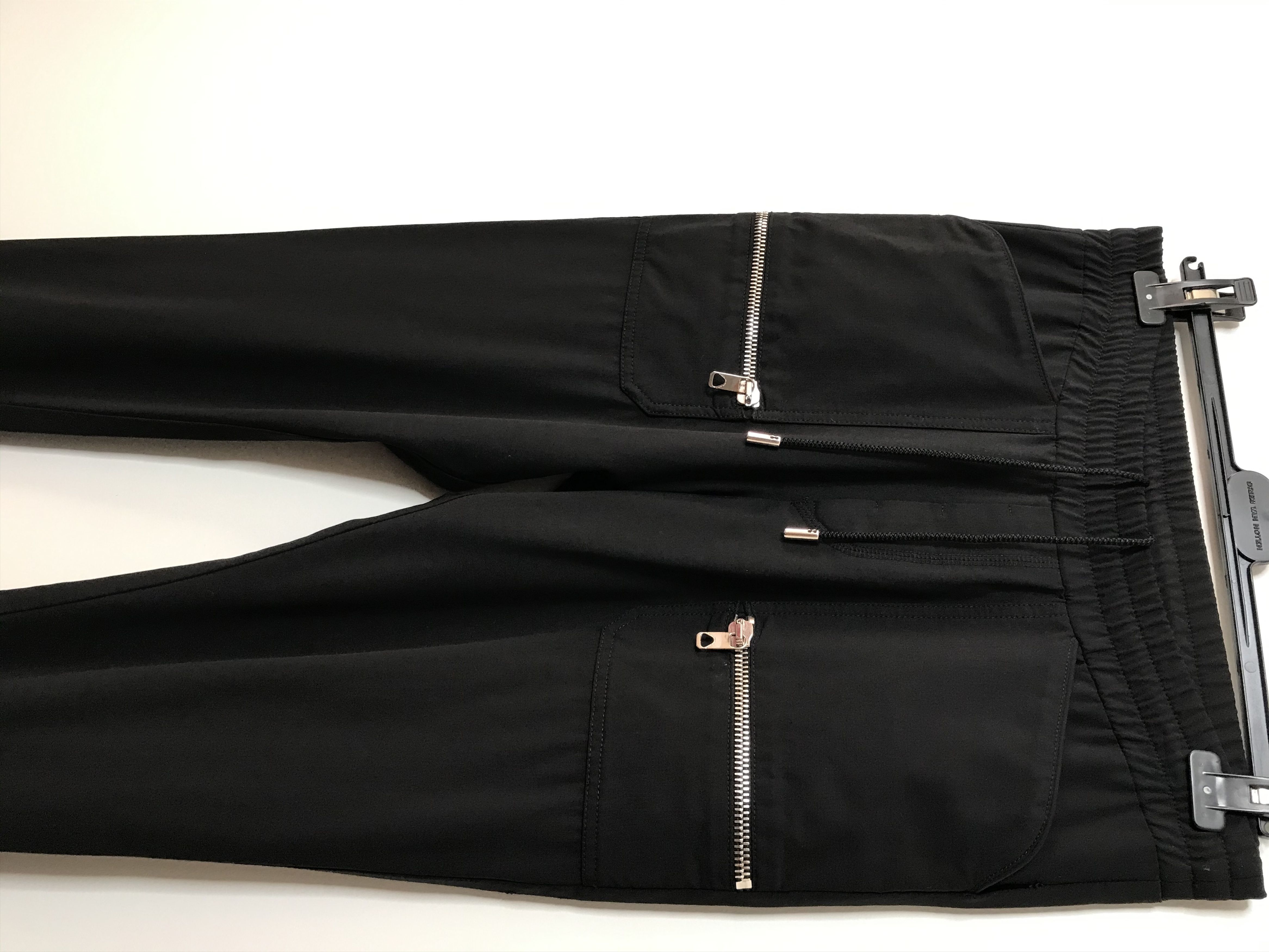 image of Diesel x Diesel Black Gold Eu46 Black Wool Blend Cuff Pocket Zip Lounge Jogger Pants (Size 30)