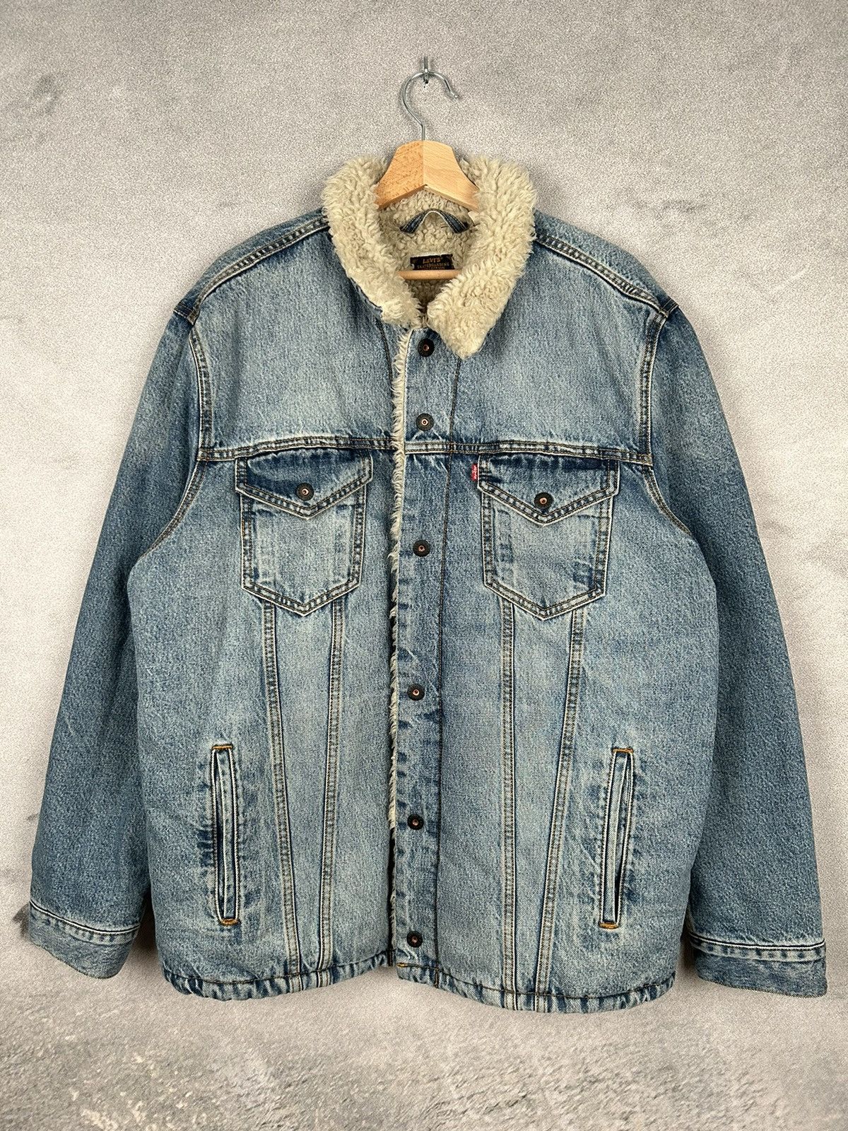 image of Levis x Vintage Levi’S Skateboards Sherpa Denim Jacket Winter in Blue, Men's (Size XL)