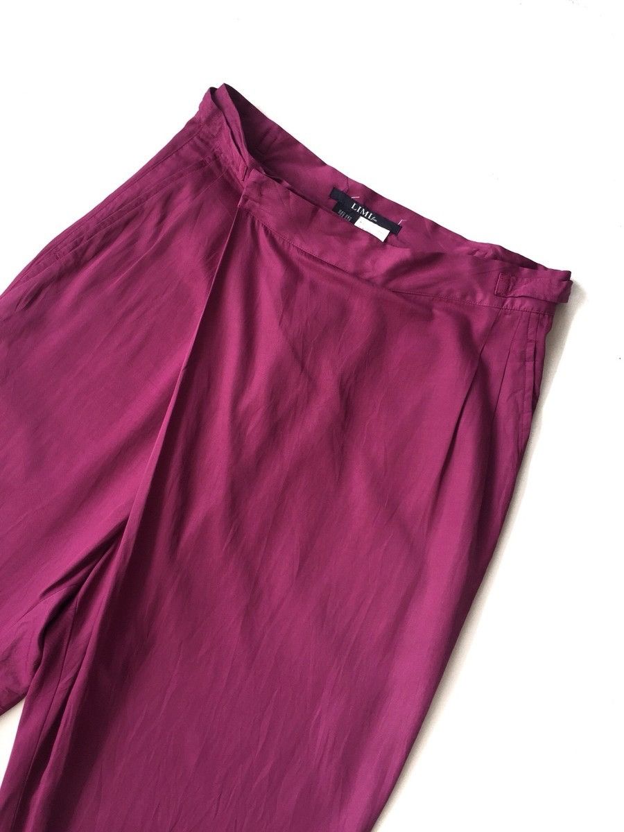 image of Limi Feu x Yohji Yamamoto Aw13 Yohji Yamamoto Limi's Rayon Blend Fold Pants in Magenta (Size 30)