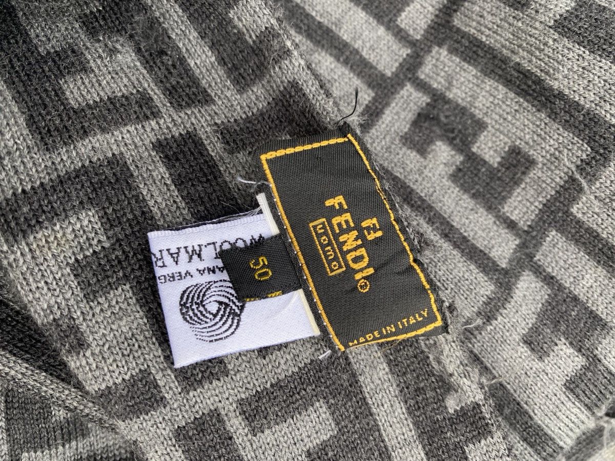 Fendi ⚡️Steals⚡️ Distressed FENDI Monogram Grey Wool Scarf Size ONE SIZE - 6 Thumbnail