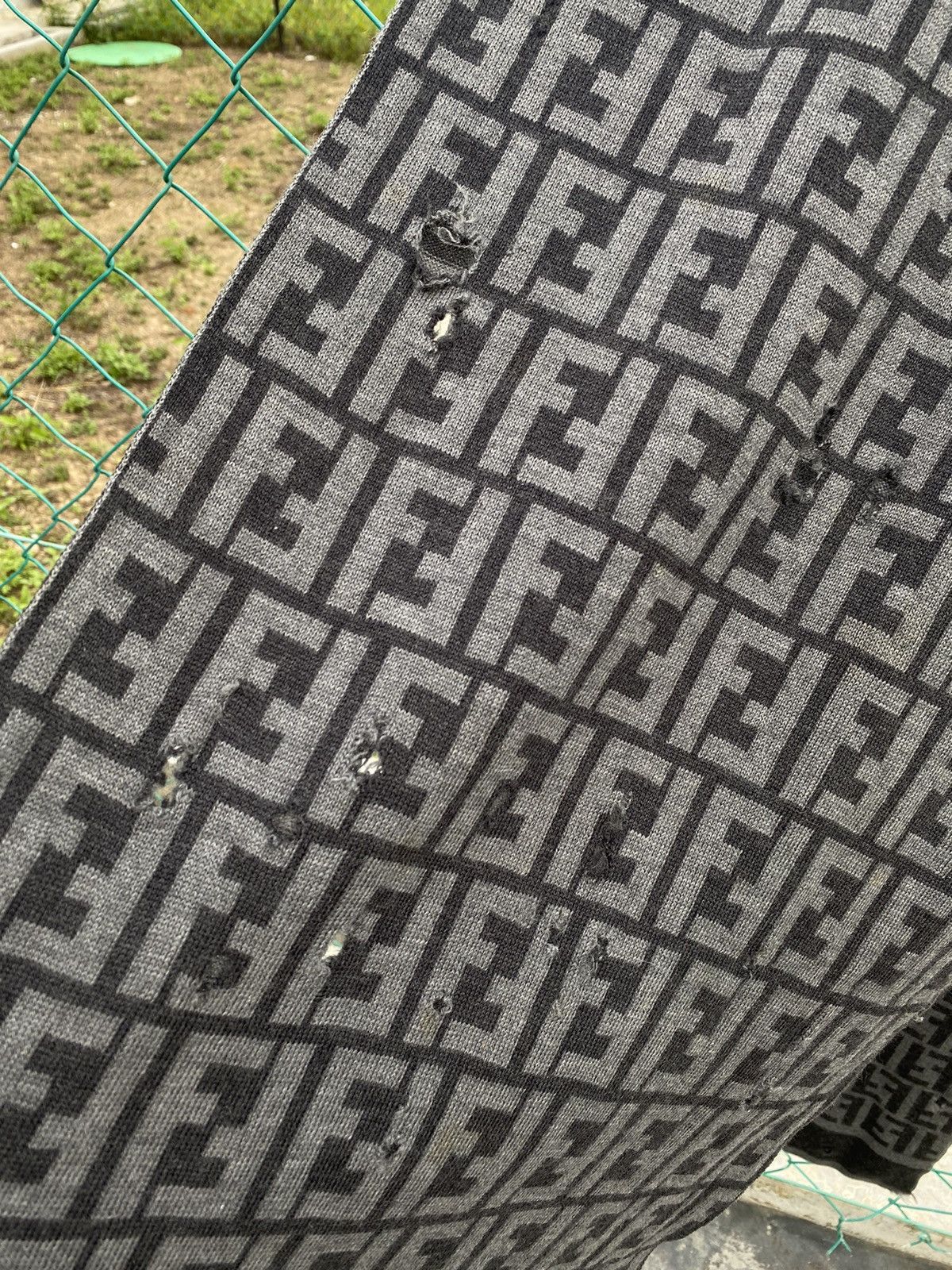 Fendi ⚡️Steals⚡️ Distressed FENDI Monogram Grey Wool Scarf Size ONE SIZE - 5 Thumbnail