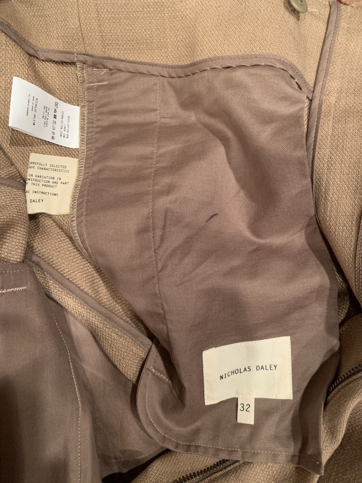 Nicholas Daley Pleated Tapered Linen Blend Trousers sz32