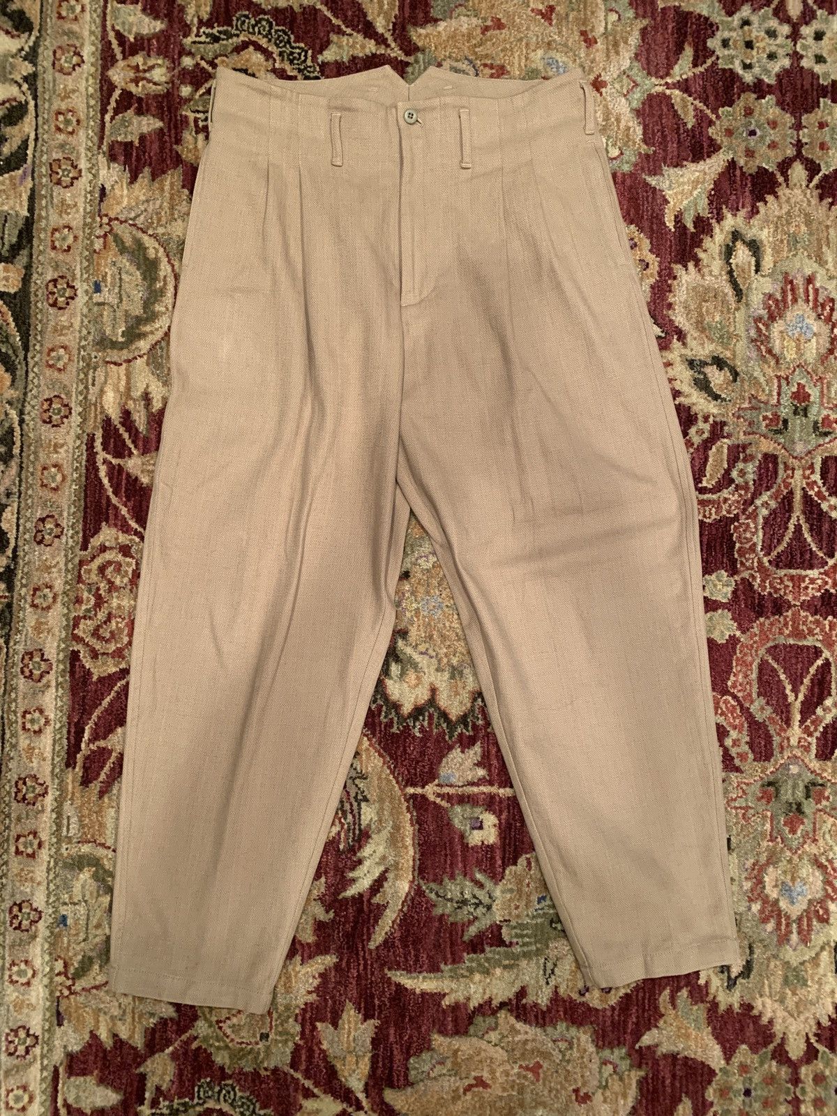 Nicholas Daley Pleated Tapered Linen Blend Trousers sz32