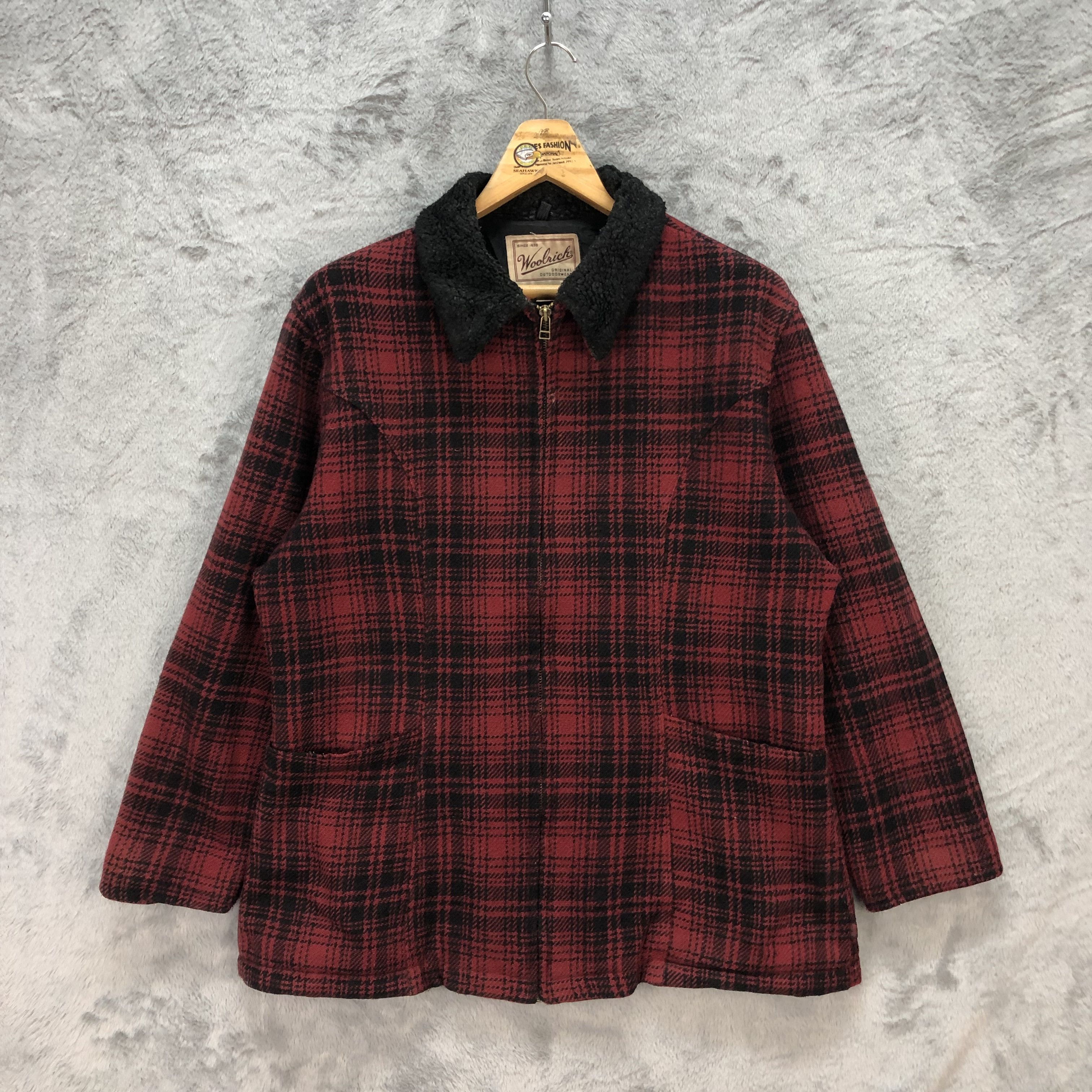 Vintage RARE🔥 WOOLRICH RED TARTAN WOOL JACKET #5913-213 Size M / US 6-8 / IT 42-44 - 1 Thumbnail