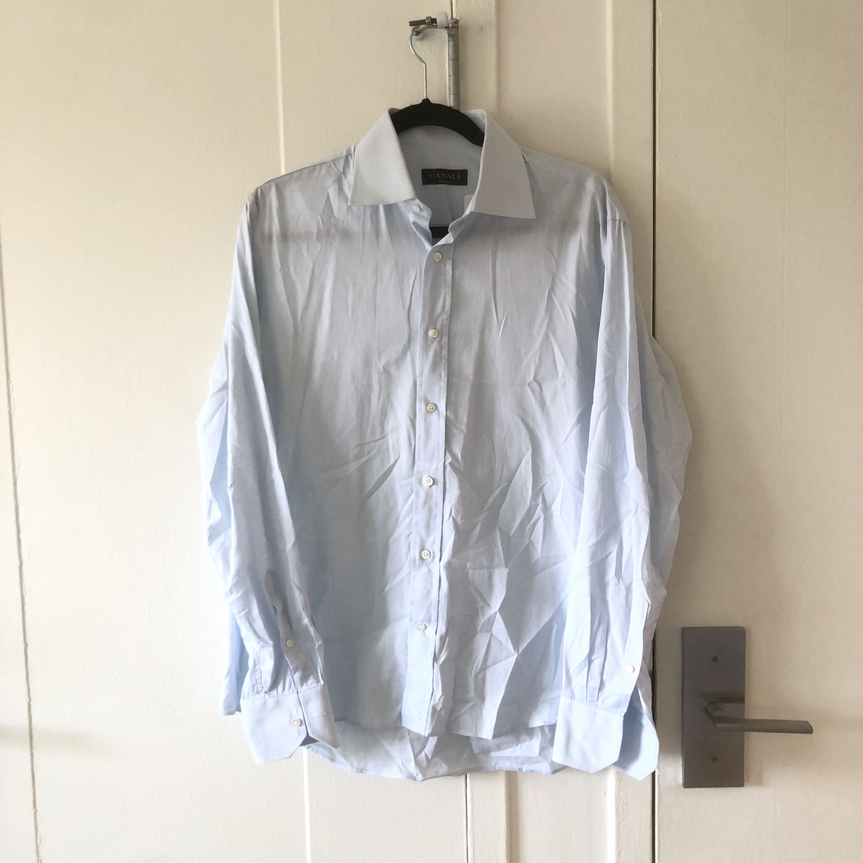 image of Canali Button Up Shirt in Blue, Men's (Size Large)