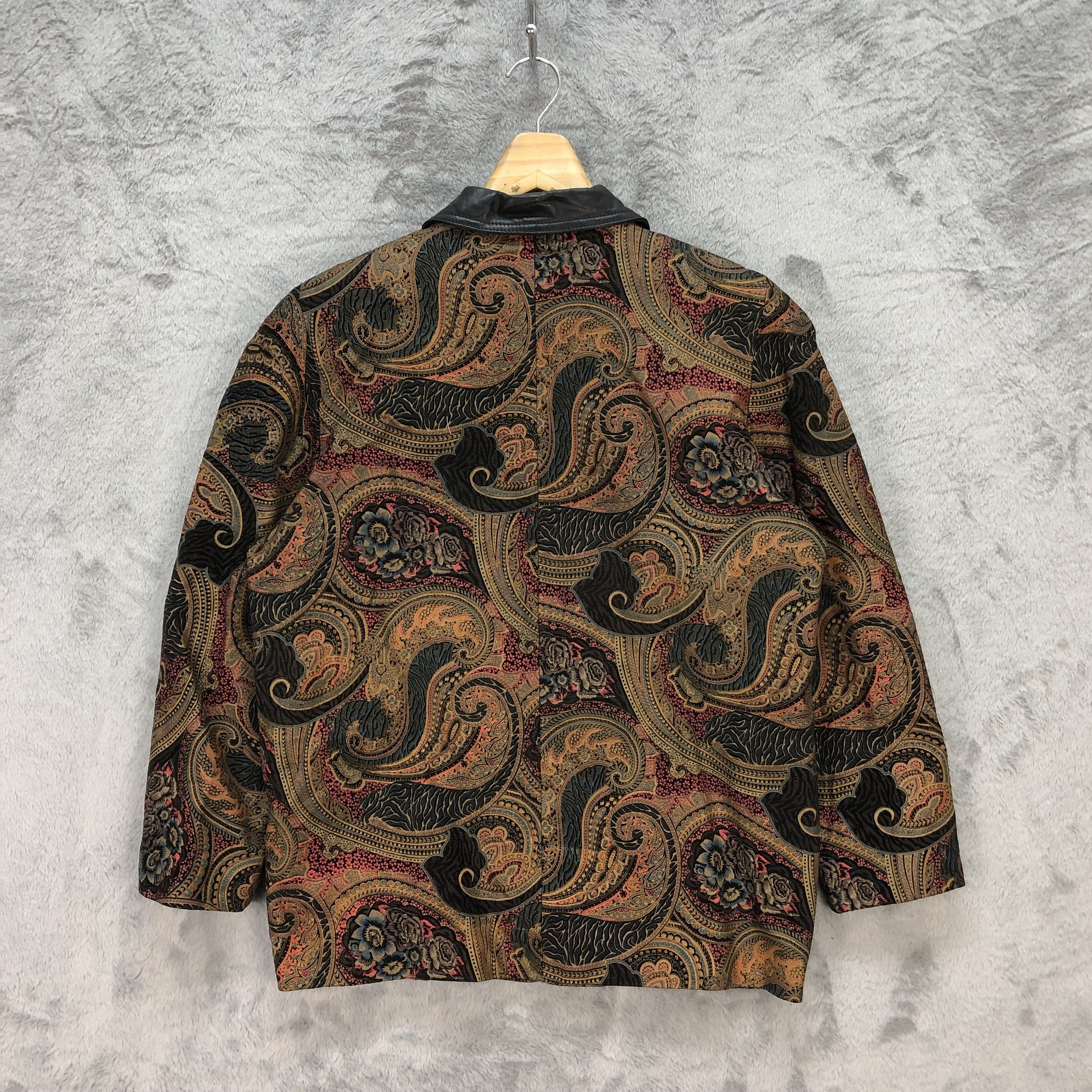 Japanese Brand RARE🔥 PRINZIPAL PAISLEY GRAPHIC LEATHER JACKET #5928-214 Size L / US 10 / IT 46 - 10 Thumbnail