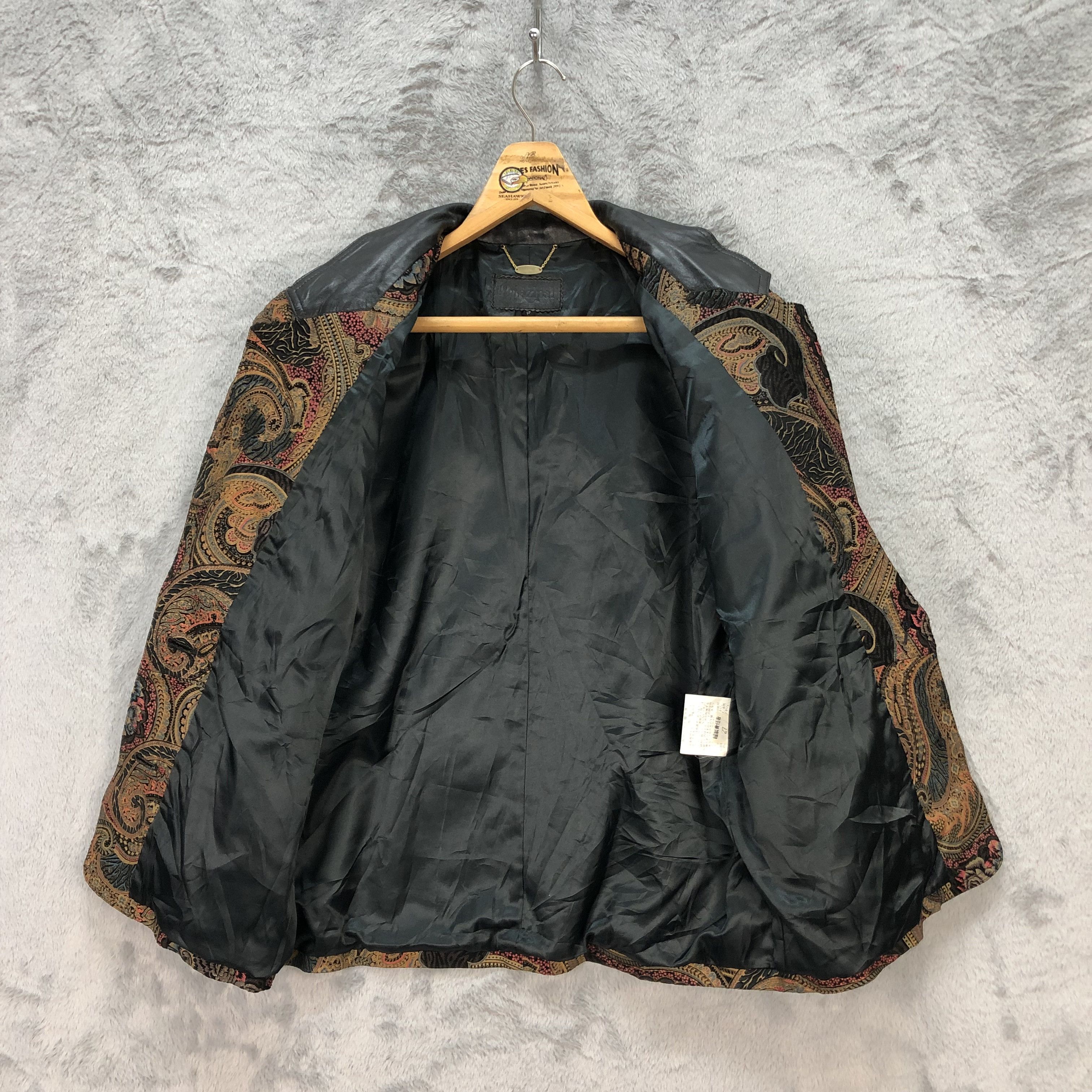 Japanese Brand RARE🔥 PRINZIPAL PAISLEY GRAPHIC LEATHER JACKET #5928-214 Size L / US 10 / IT 46 - 6 Thumbnail