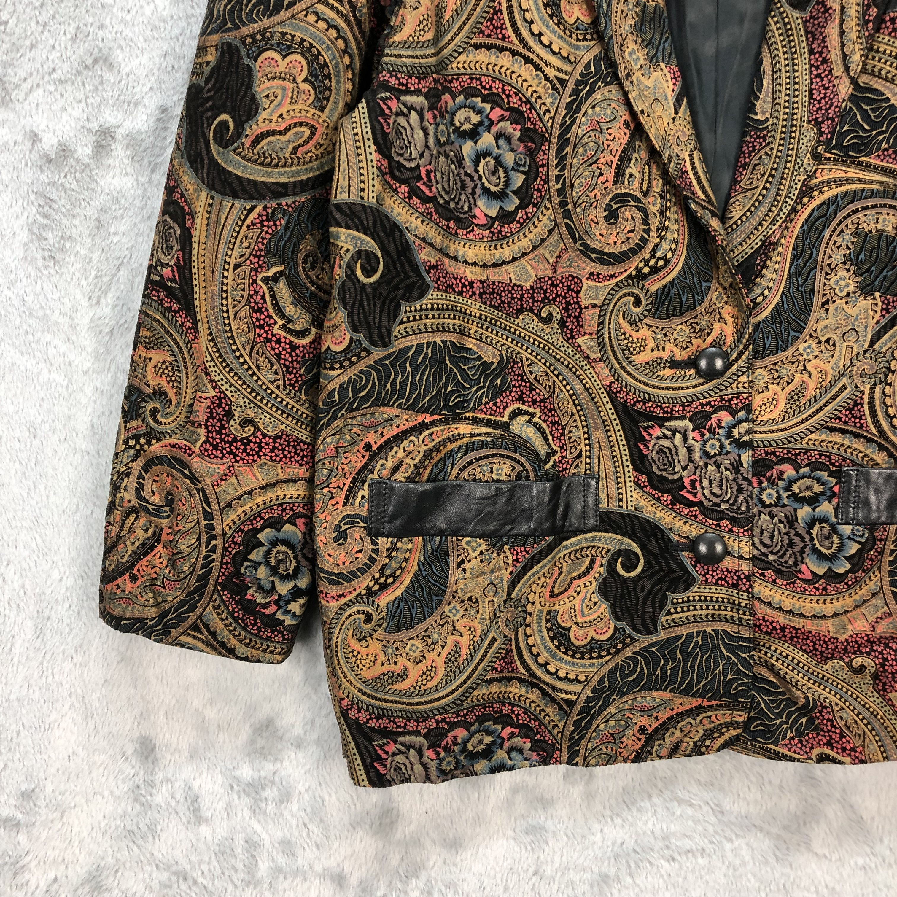 Japanese Brand RARE🔥 PRINZIPAL PAISLEY GRAPHIC LEATHER JACKET #5928-214 Size L / US 10 / IT 46 - 4 Thumbnail