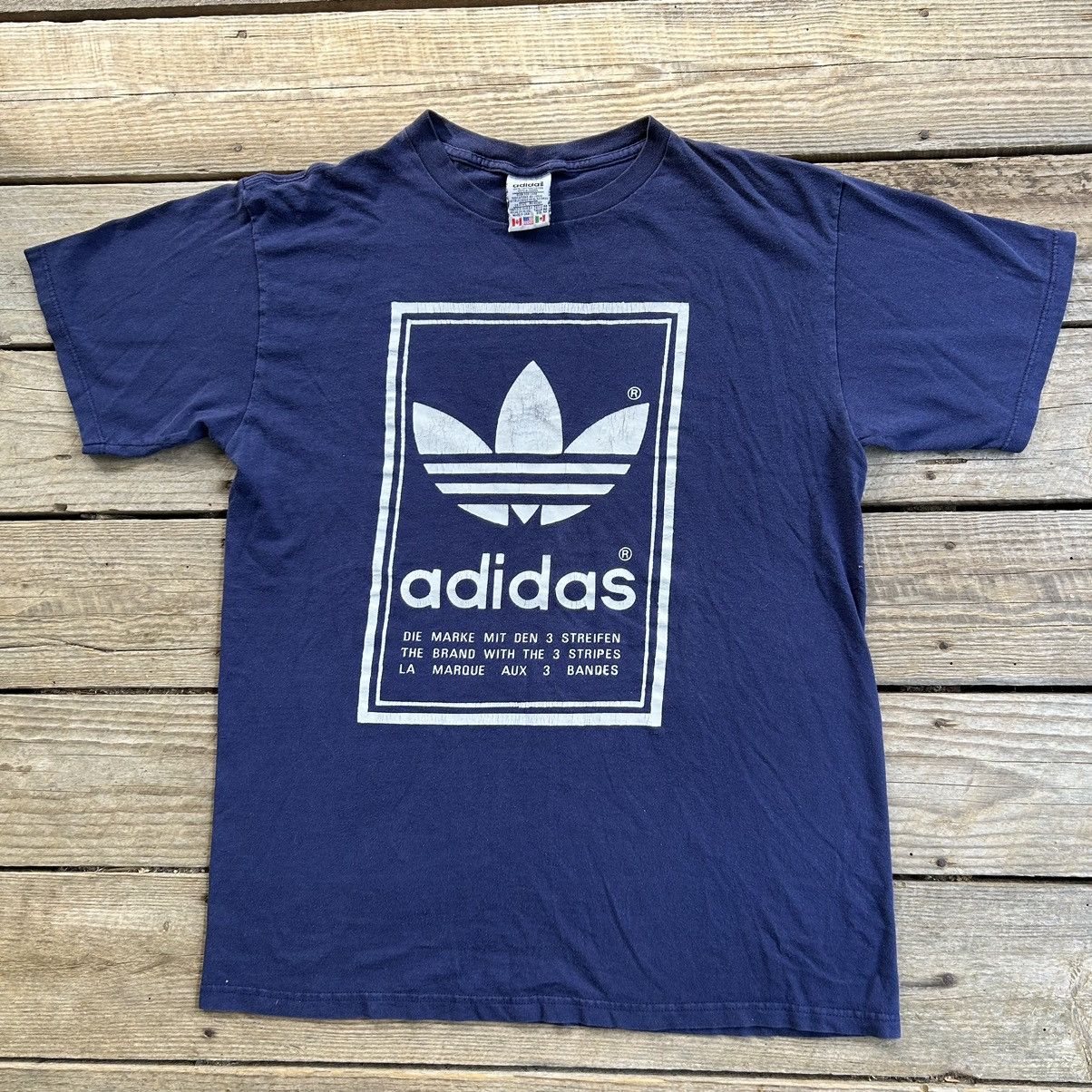 Adidas × Vintage Vintage 90s Adidas Trefoil Logo Double Sided T Shirt Size US M / EU 48-50 / 2 - 1 Thumbnail