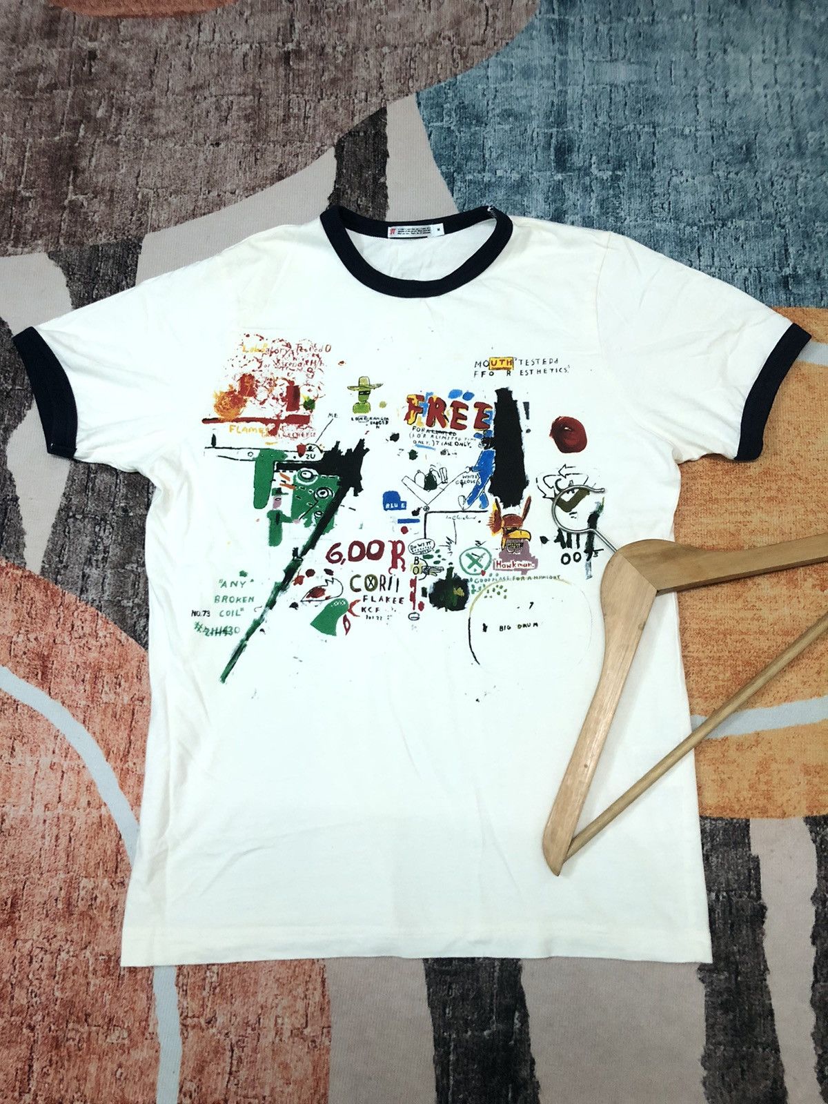 Jean-Michel Basquiat × Uniqlo VINTAGE JEAN-MICHEL BASQUIAT x UNIQLO POP ART RINGER SHIRT Size US S / EU 44-46 / 1 - 1 Thumbnail