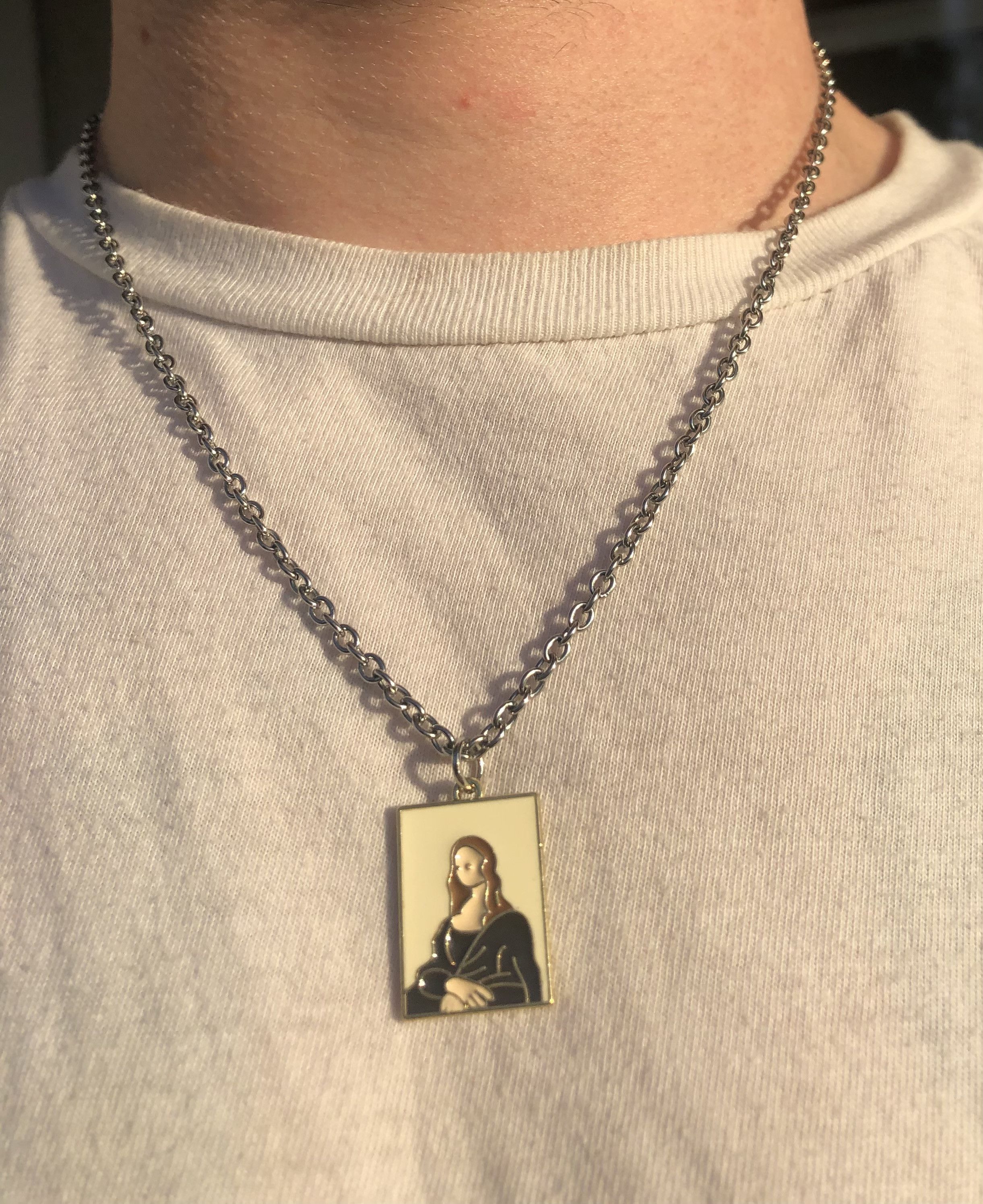 Jewelry Painting Necklace in Silver, Men's