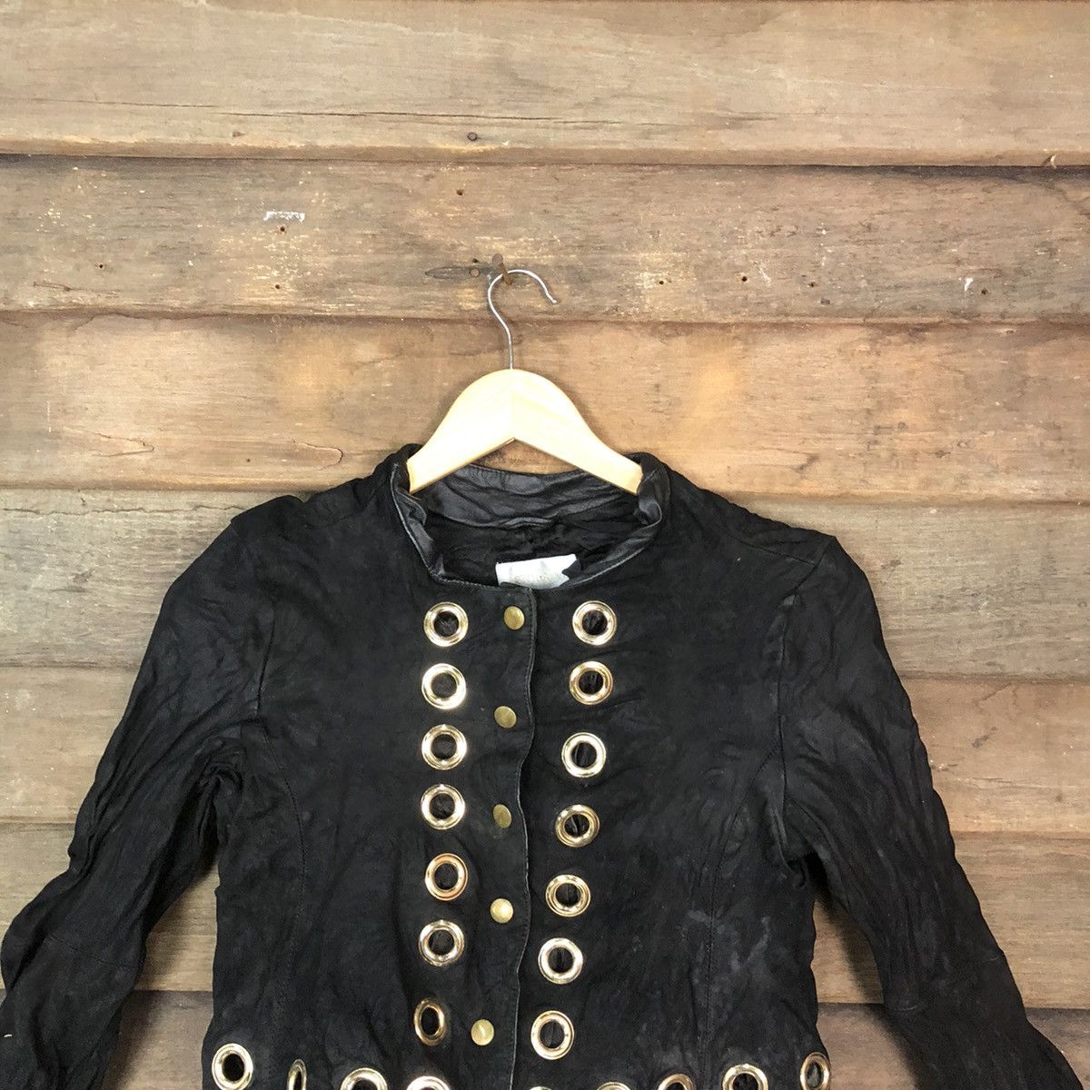 Otto Otto Collection crop top Black Leather Jacket #7092 Size XS / US 0-2 / IT 36-38 - 2 Thumbnail