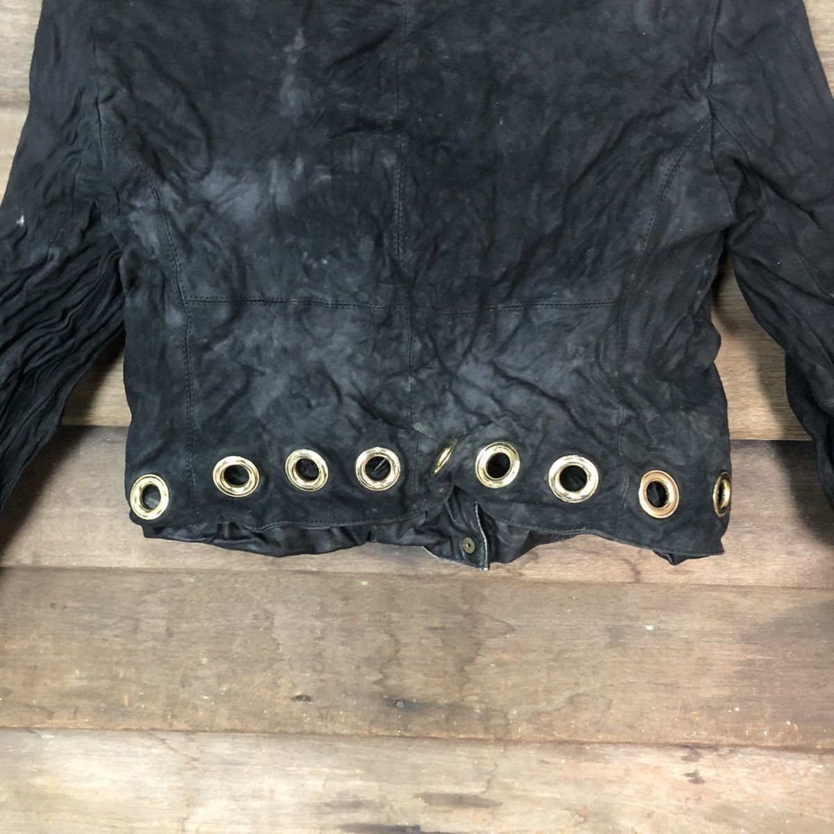 Otto Otto Collection crop top Black Leather Jacket #7092 Size XS / US 0-2 / IT 36-38 - 9 Thumbnail
