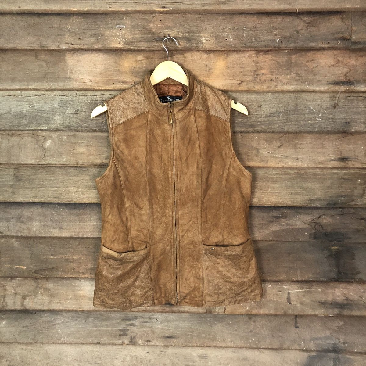 Vintage Sportiva Brown Vest Leather #7093 Size US S / EU 44-46 / 1 - 1 Thumbnail