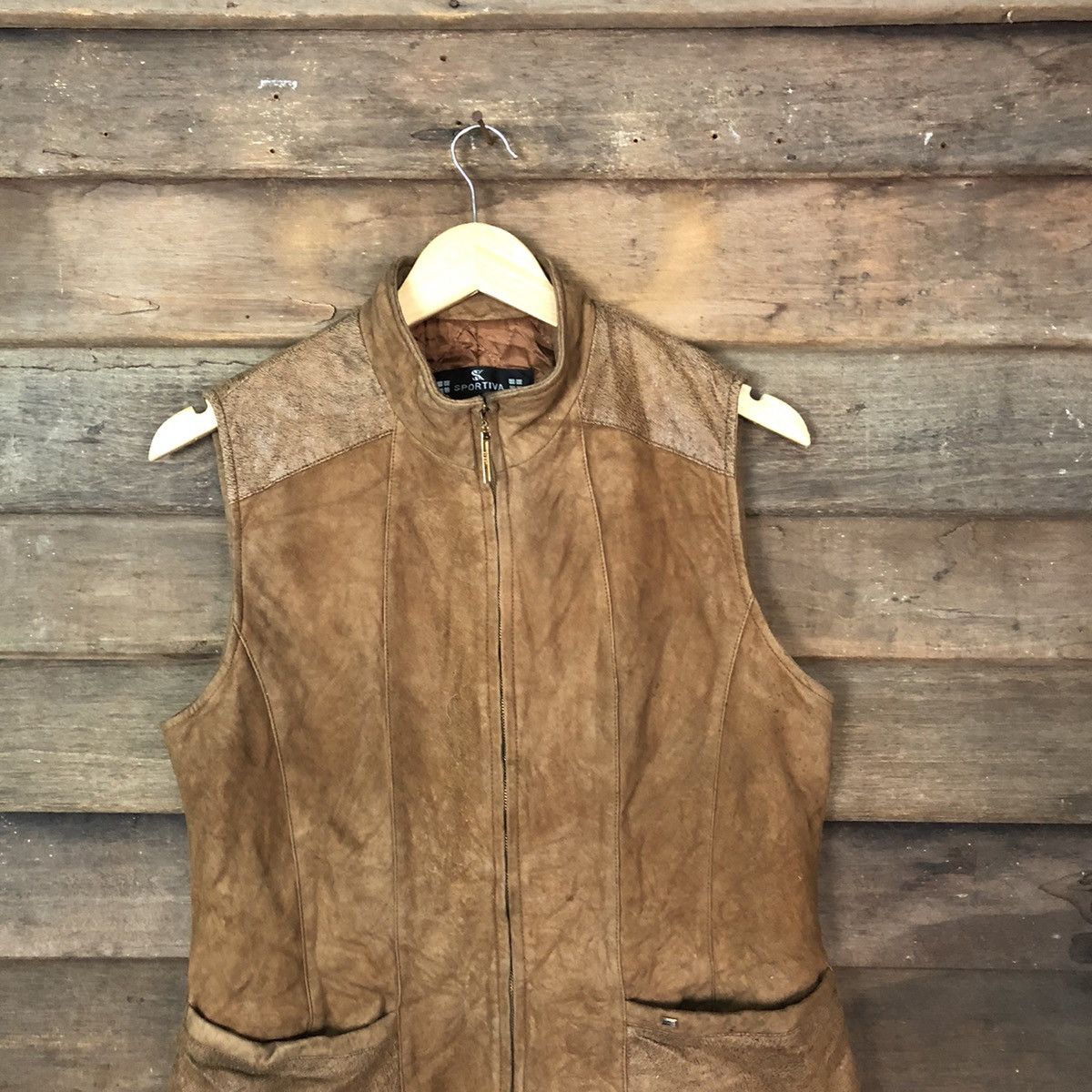 Vintage Sportiva Brown Vest Leather #7093 Size US S / EU 44-46 / 1 - 2 Thumbnail
