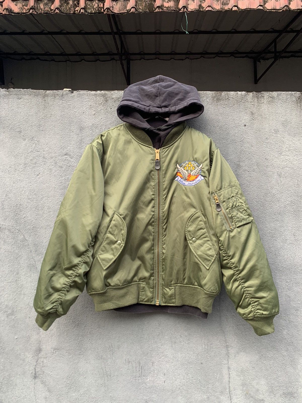 Vintage 🪖VINTAGE BLUE IMPULSE MILITARY Baggy Bomber Jacket Size US L / EU 52-54 / 3 - 3 Thumbnail