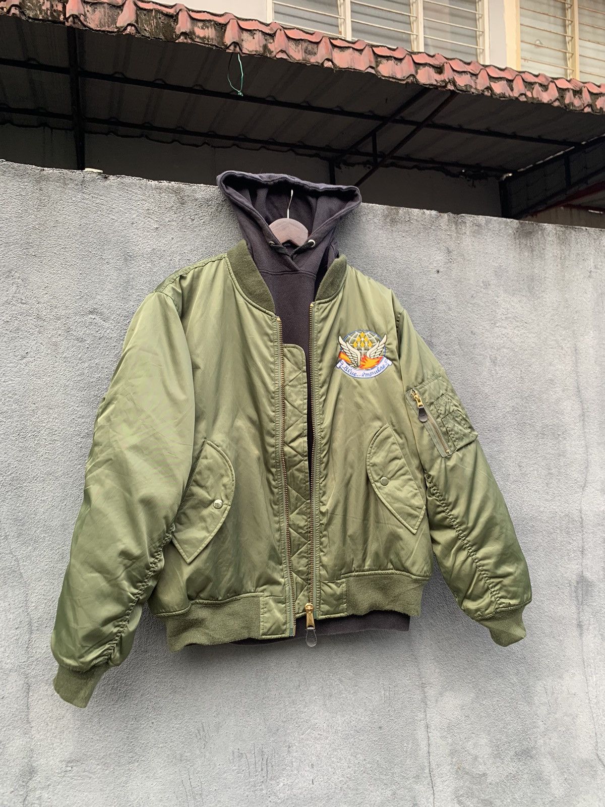 Vintage 🪖VINTAGE BLUE IMPULSE MILITARY Baggy Bomber Jacket Size US L / EU 52-54 / 3 - 5 Thumbnail