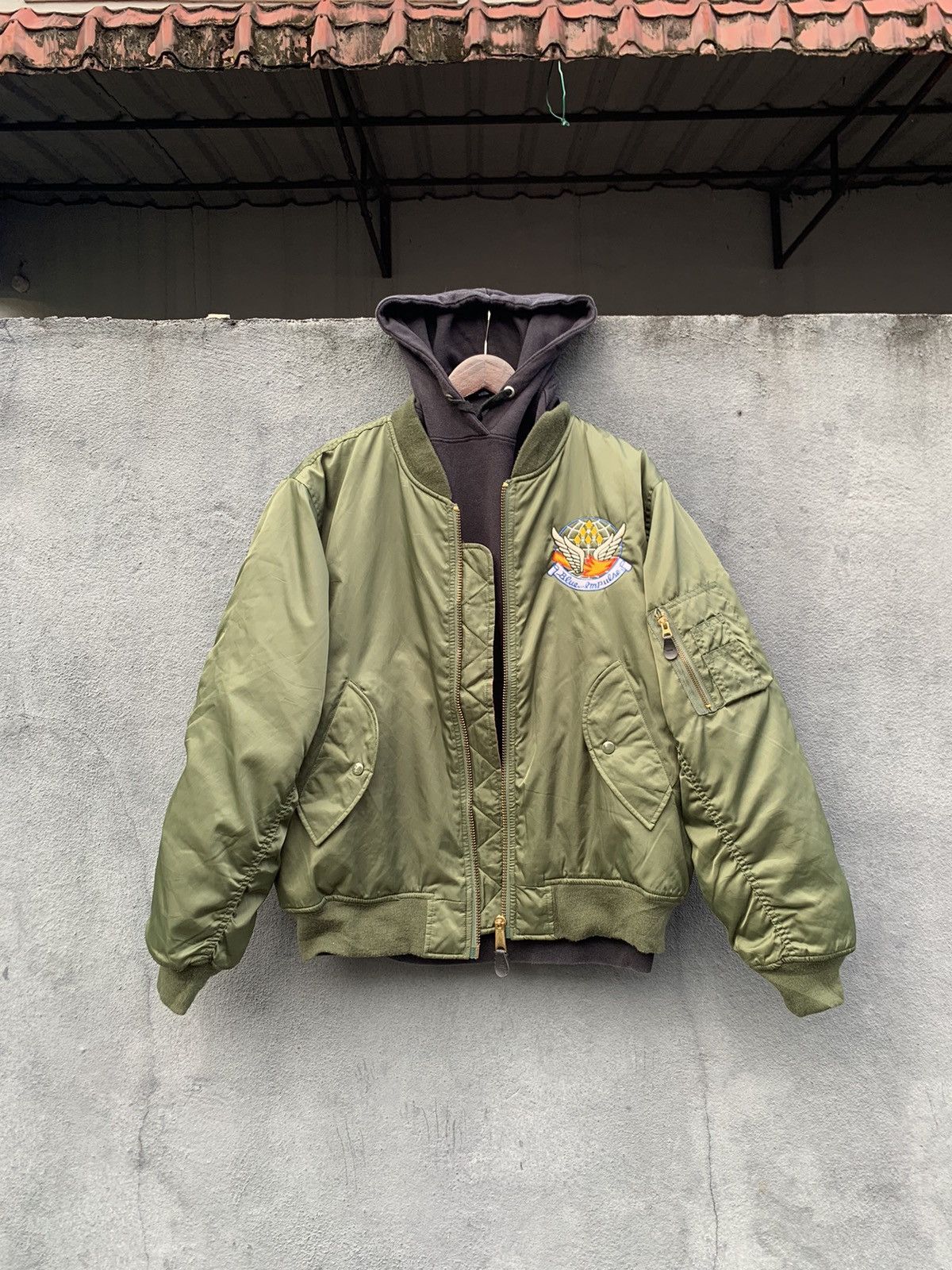 Vintage 🪖VINTAGE BLUE IMPULSE MILITARY Baggy Bomber Jacket Size US L / EU 52-54 / 3 - 8 Thumbnail