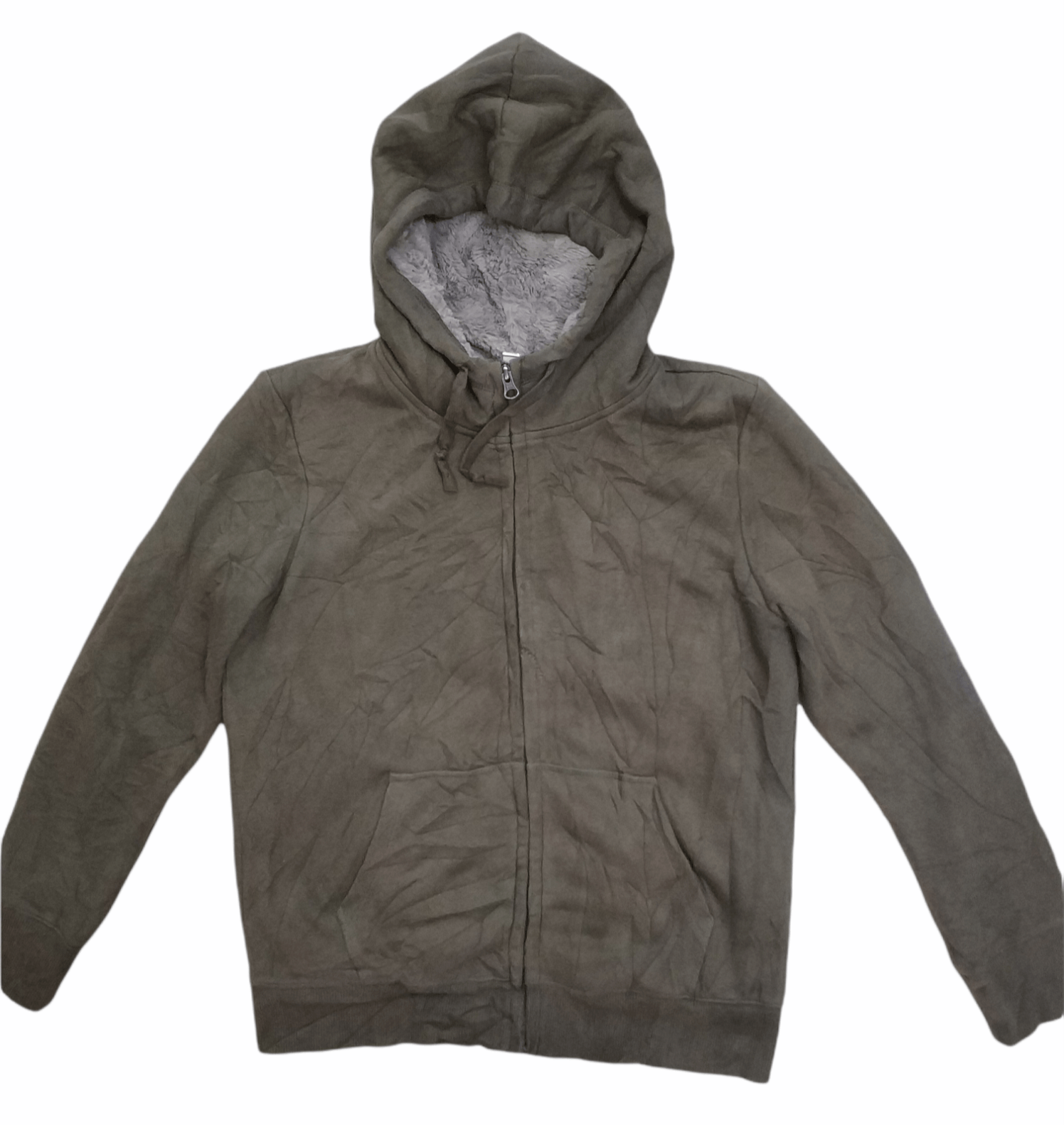image of Uniqlo Faux Fur Pullover Zipper Hoodies in Green, Women's (Size Medium)