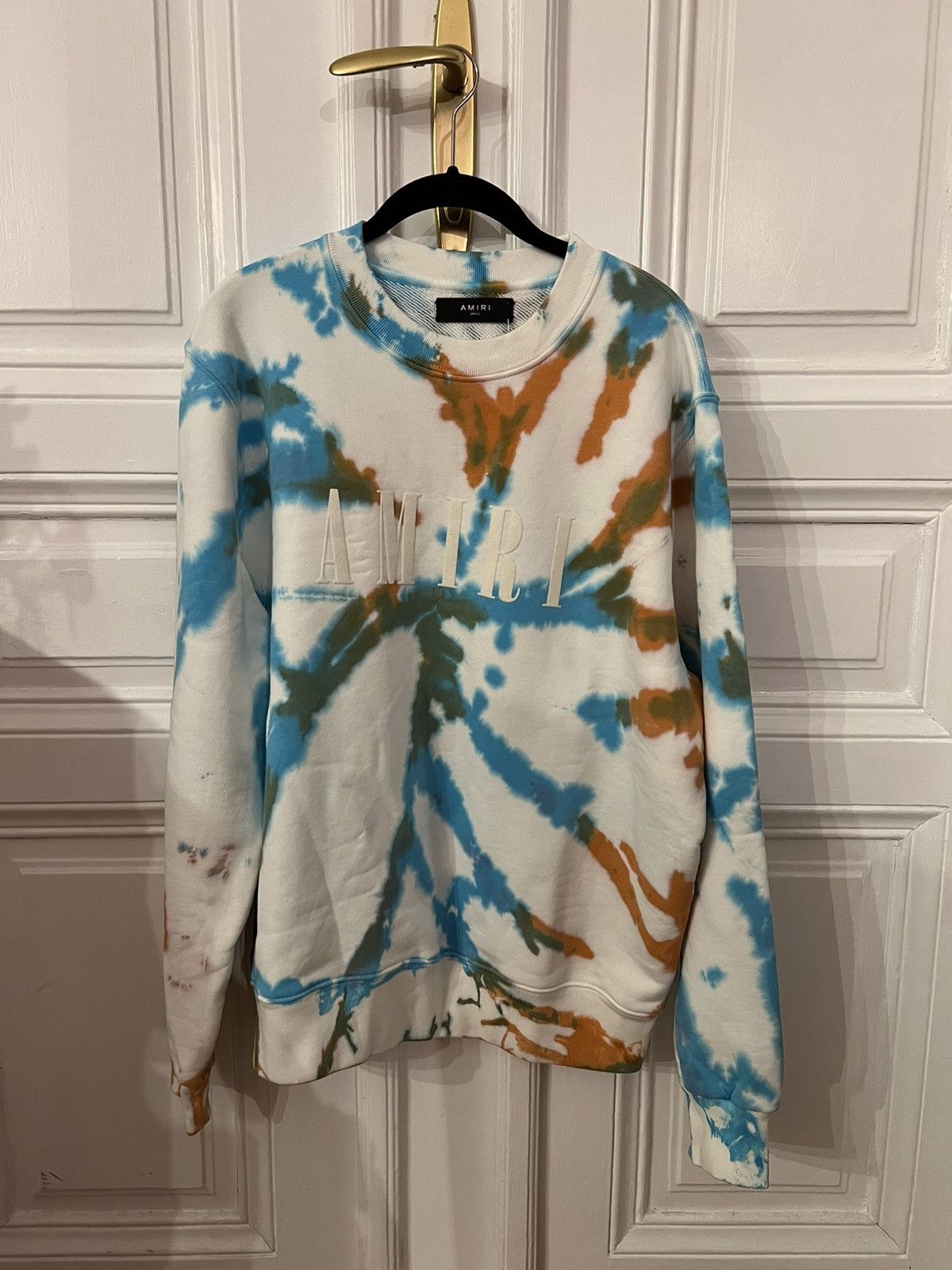 Image of Amiri Multicolor Tie Dye Oversized Cotton Sweatshirt in White, Men's (Size Small)