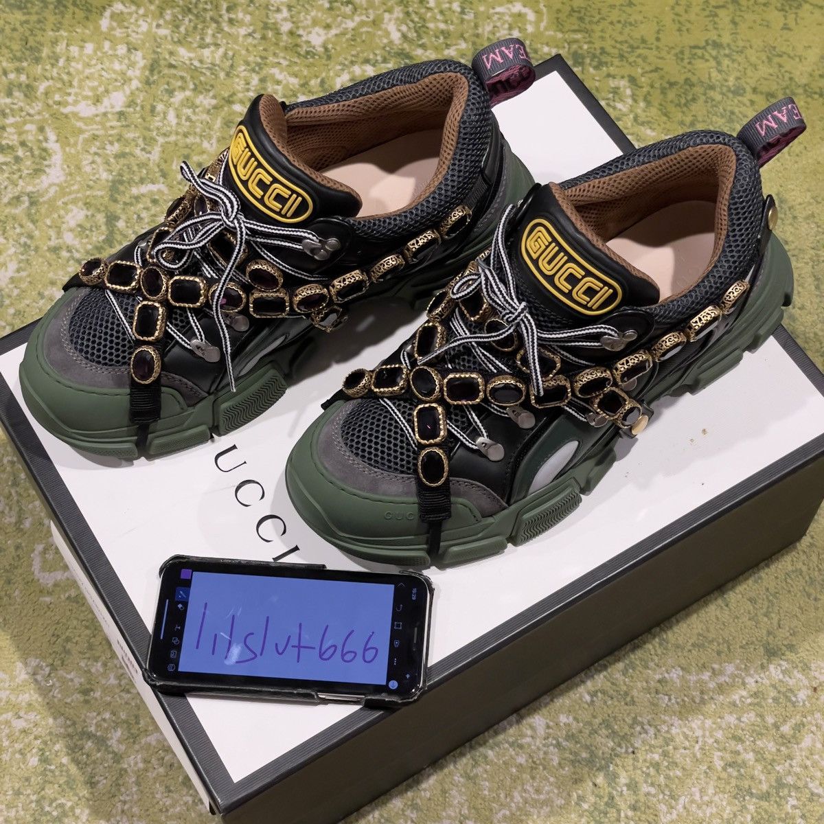 Gucci gucci chunky sega with crystal Size US 10.5 / EU 43-44 - 1 Thumbnail