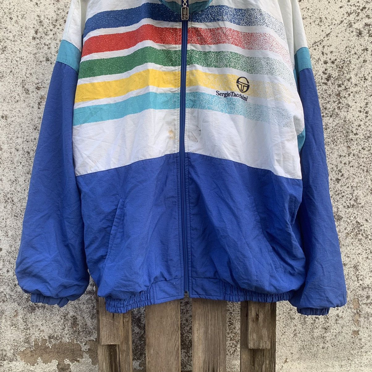 Sergio Tacchini × Vintage 💥 1990’s VINTAGE SERGIO TACCINI RAINBOW STRIPED JACKET Size US L / EU 52-54 / 3 - 4 Thumbnail