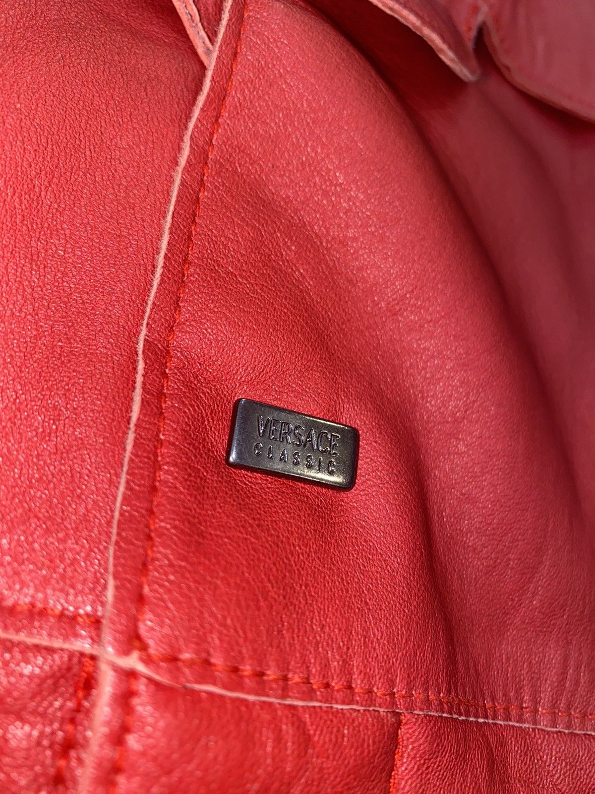 Versace Versace Small Logo Red Biker Leather Jacket Size US M / EU 48-50 / 2 - 14 Thumbnail