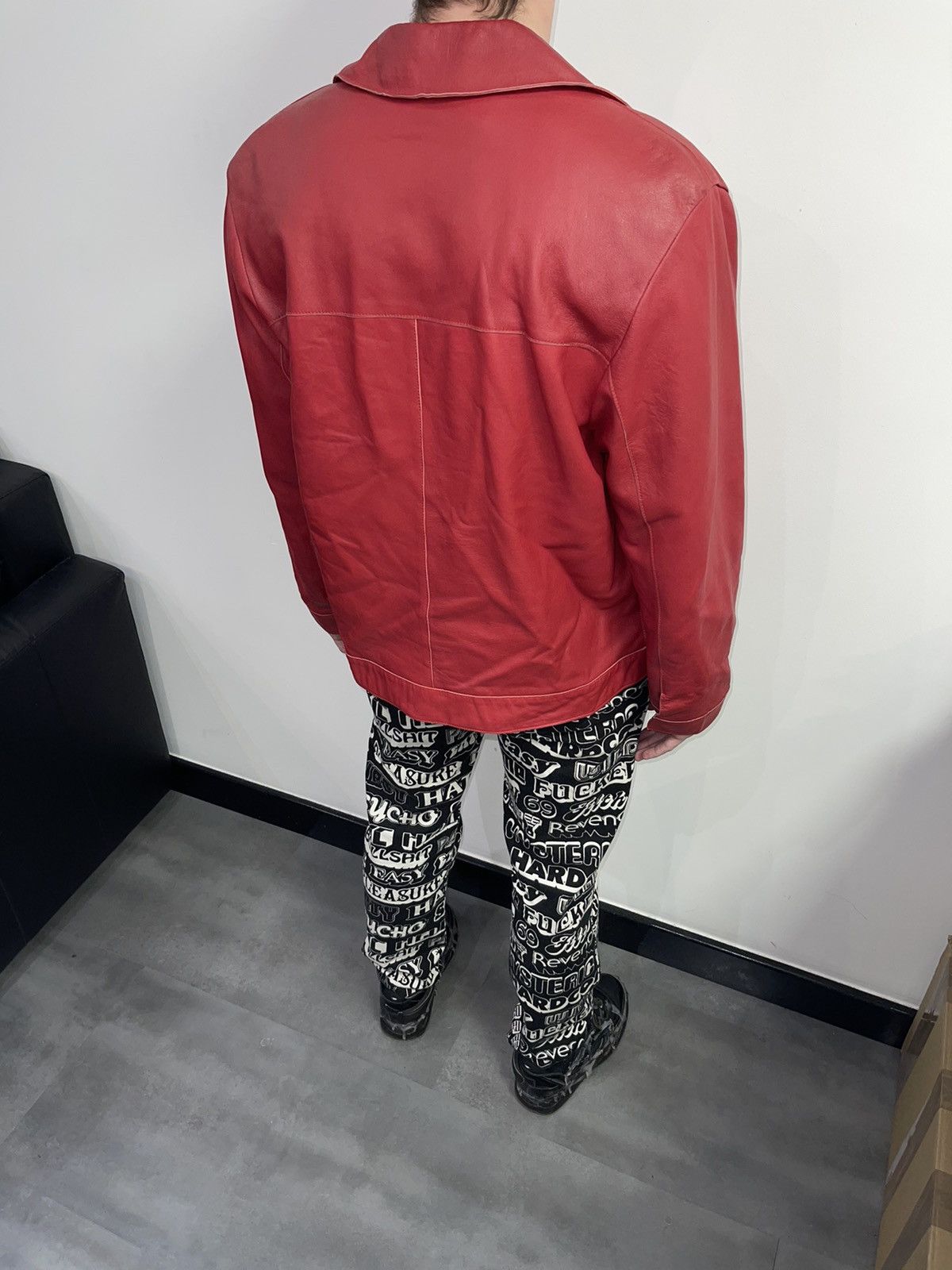 Versace Versace Small Logo Red Biker Leather Jacket Size US M / EU 48-50 / 2 - 8 Thumbnail