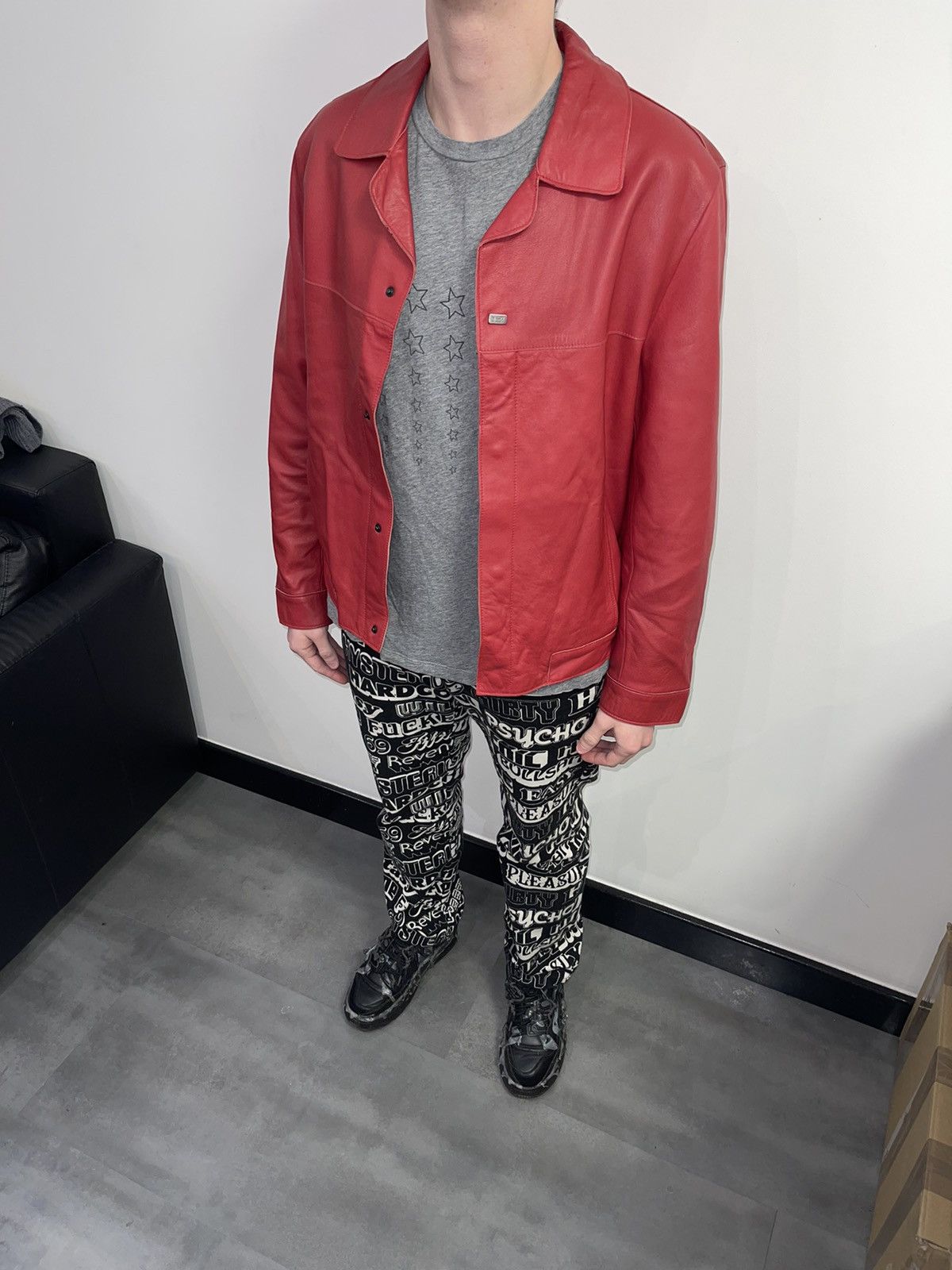 Versace Versace Small Logo Red Biker Leather Jacket Size US M / EU 48-50 / 2 - 7 Thumbnail