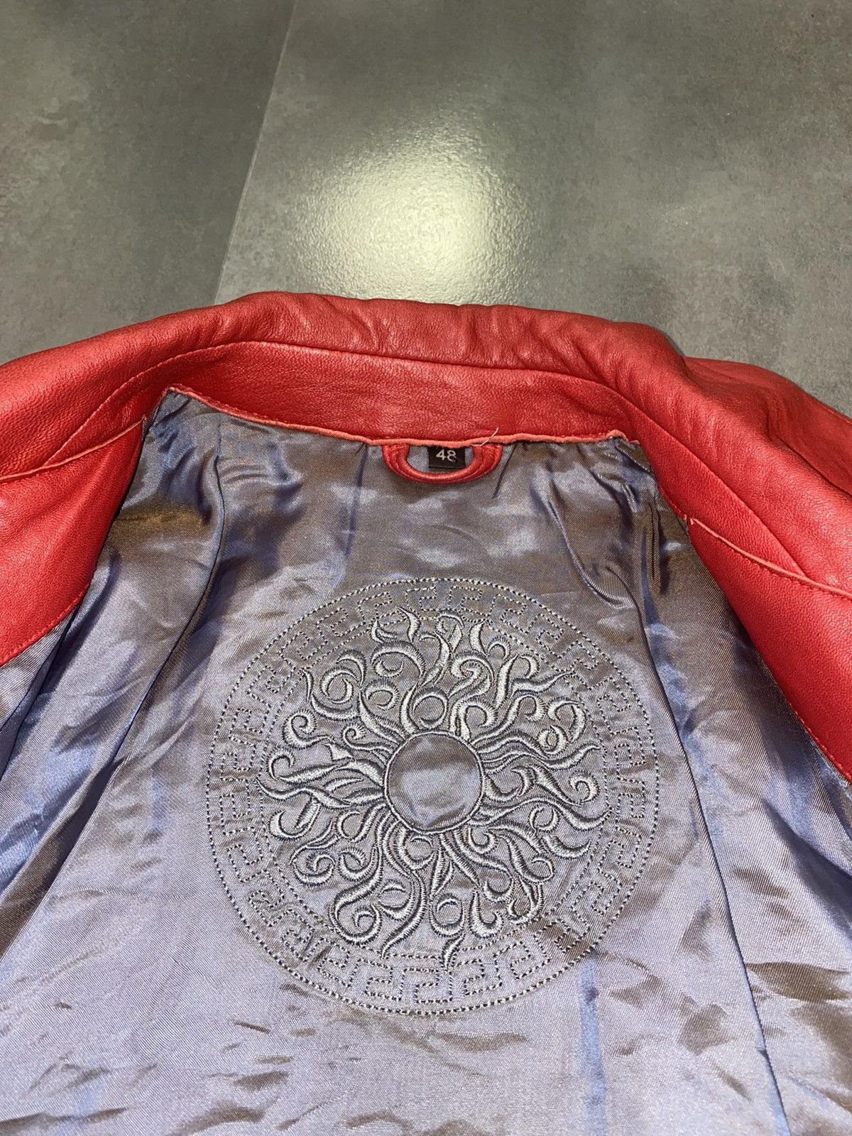 Versace Versace Small Logo Red Biker Leather Jacket Size US M / EU 48-50 / 2 - 15 Thumbnail