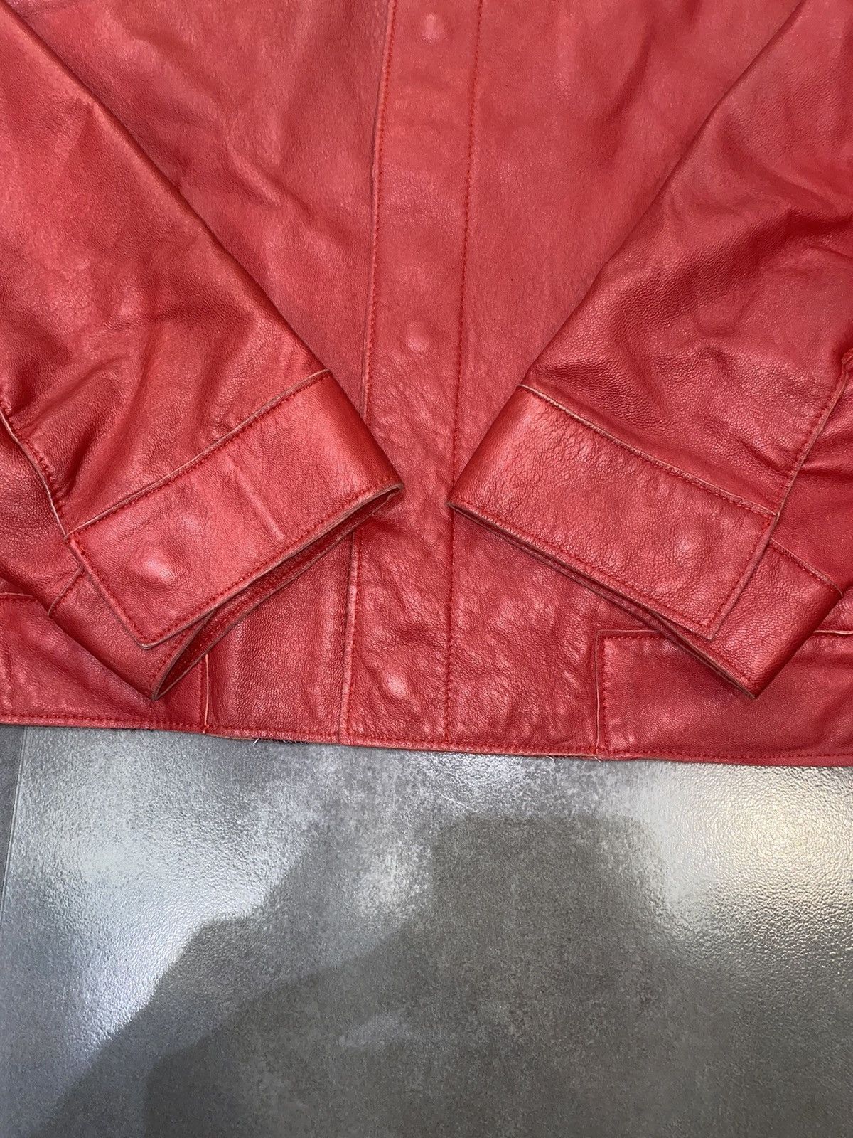 Versace Versace Small Logo Red Biker Leather Jacket Size US M / EU 48-50 / 2 - 12 Thumbnail