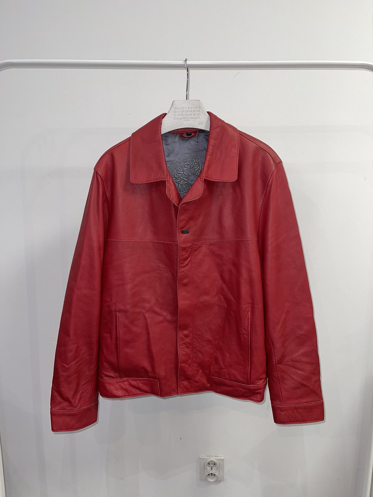 Versace Versace Small Logo Red Biker Leather Jacket Size US M / EU 48-50 / 2 - 1 Thumbnail