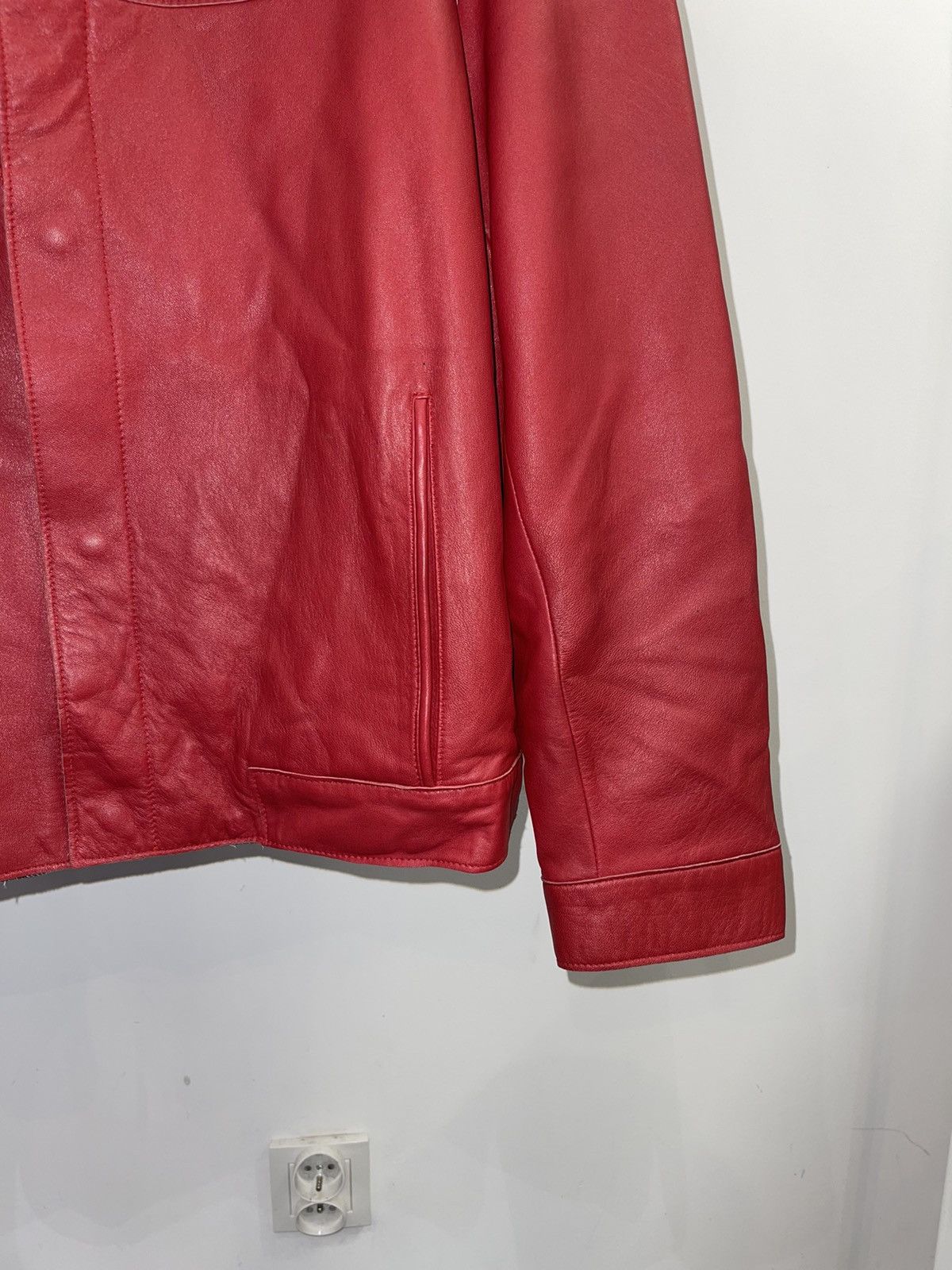 Versace Versace Small Logo Red Biker Leather Jacket Size US M / EU 48-50 / 2 - 3 Thumbnail