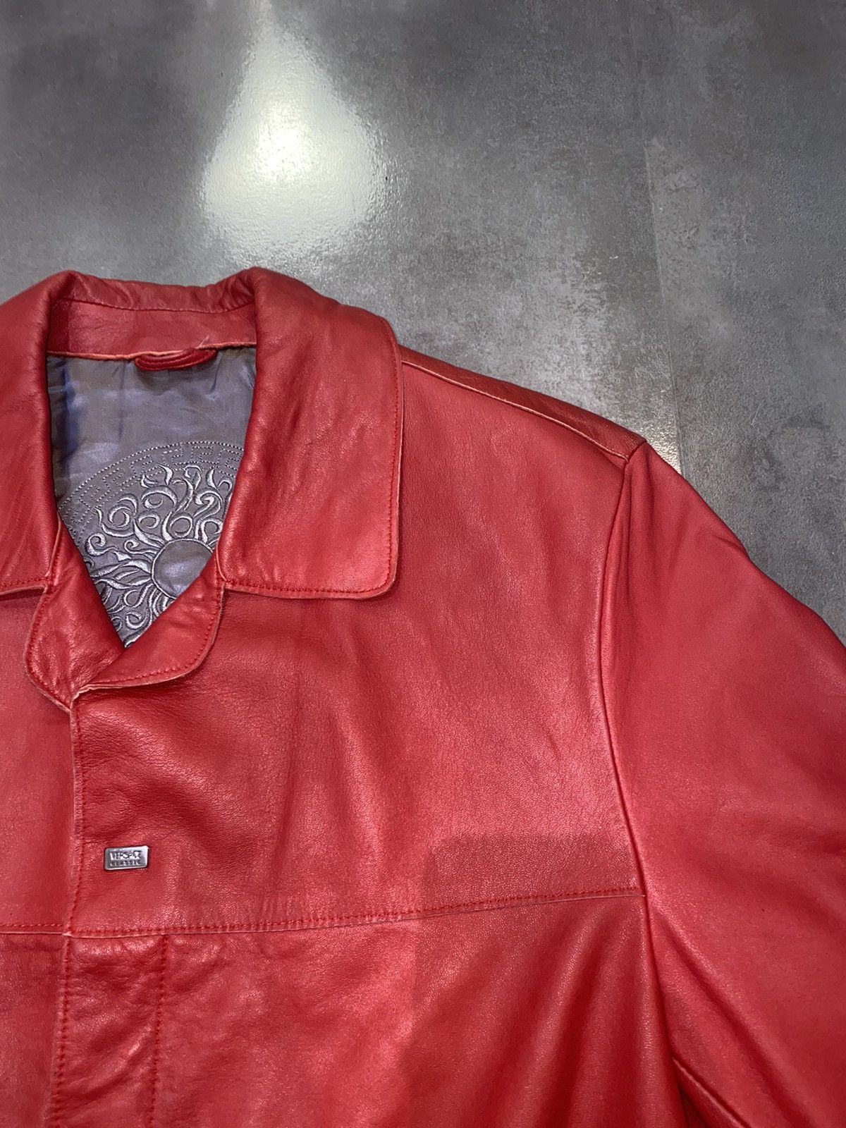Versace Versace Small Logo Red Biker Leather Jacket Size US M / EU 48-50 / 2 - 11 Thumbnail