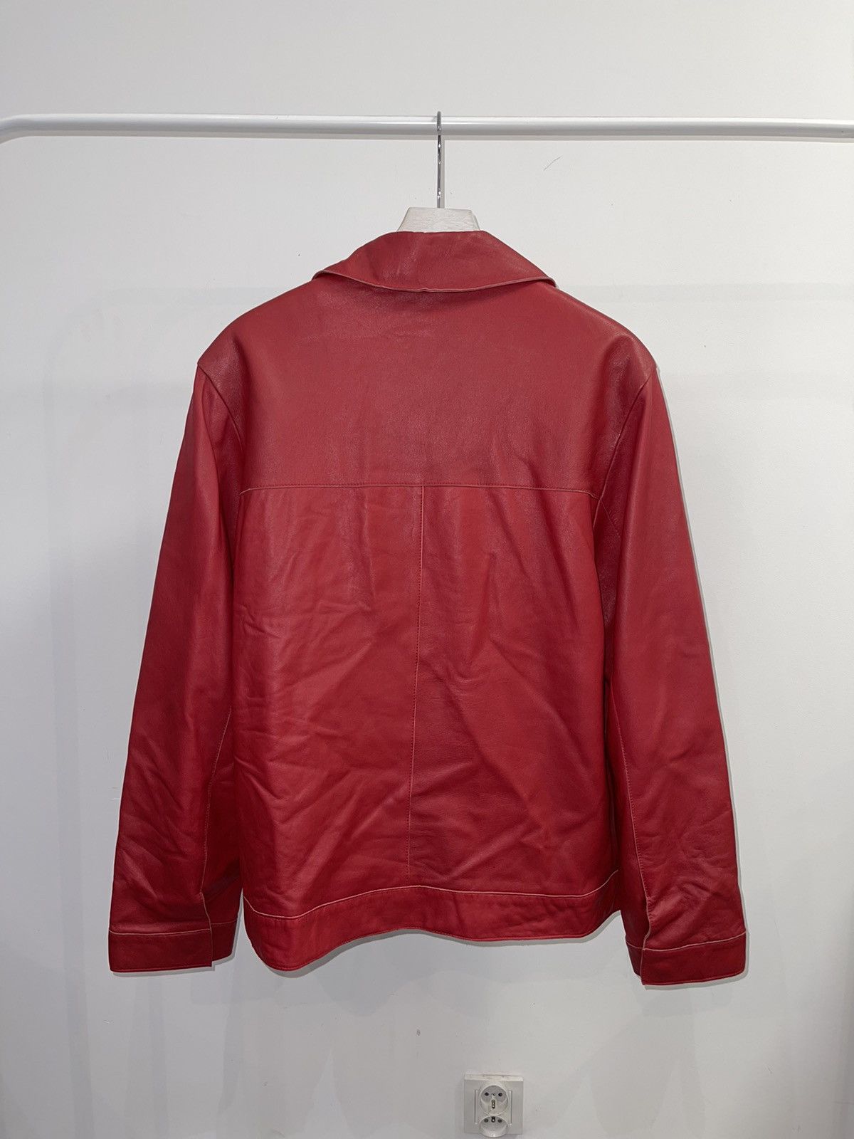 Versace Versace Small Logo Red Biker Leather Jacket Size US M / EU 48-50 / 2 - 4 Thumbnail