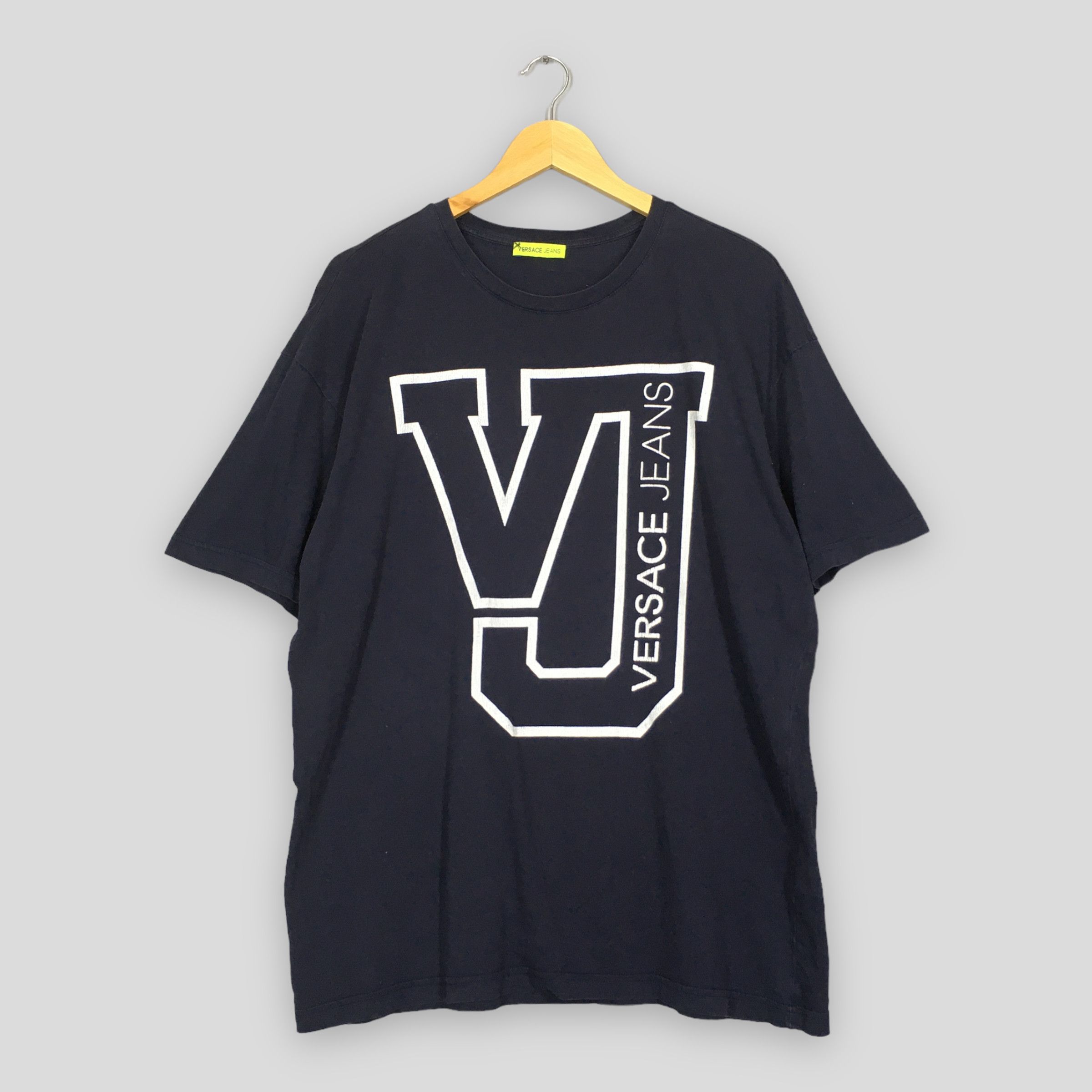 Versace × Versace Jeans Couture × Versus Versace Vintage Y2K Versace Jeans Spell Out Blue Tshirt Size XL Size US XL / EU 56 / 4 - 1 Thumbnail