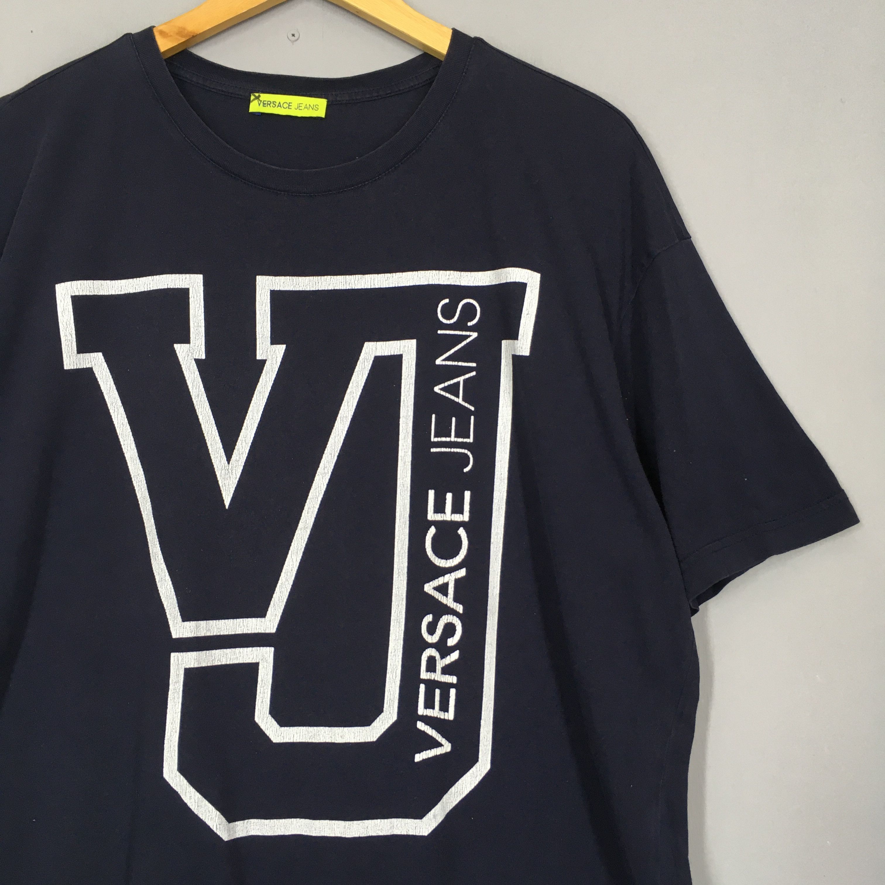 Versace × Versace Jeans Couture × Versus Versace Vintage Y2K Versace Jeans Spell Out Blue Tshirt Size XL Size US XL / EU 56 / 4 - 2 Thumbnail
