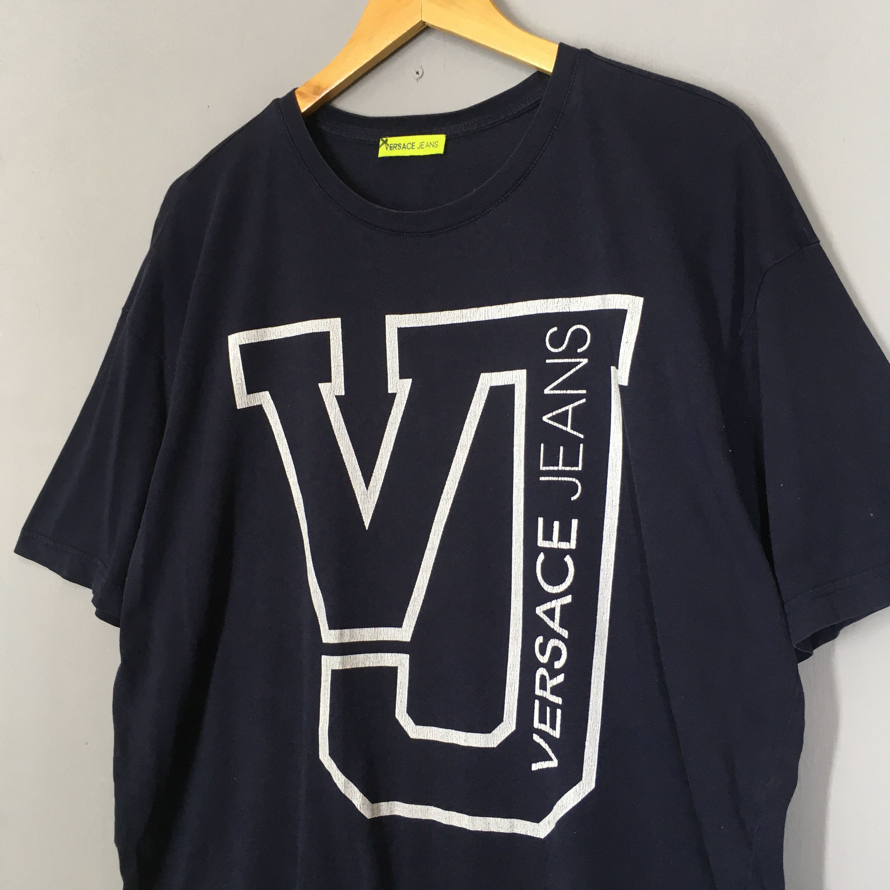 Versace × Versace Jeans Couture × Versus Versace Vintage Y2K Versace Jeans Spell Out Blue Tshirt Size XL Size US XL / EU 56 / 4 - 3 Thumbnail