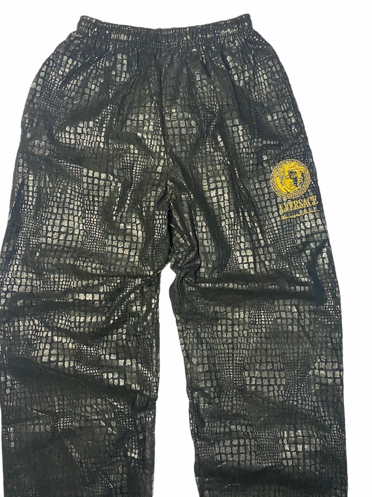 Art Comes First × Designer Black Scales Medusa Embroidered Track Suit Pants Size US 35 - 3 Thumbnail