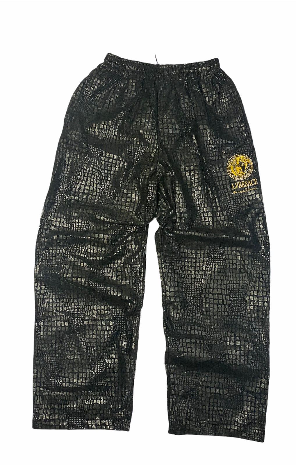 Art Comes First × Designer Black Scales Medusa Embroidered Track Suit Pants Size US 35 - 1 Thumbnail