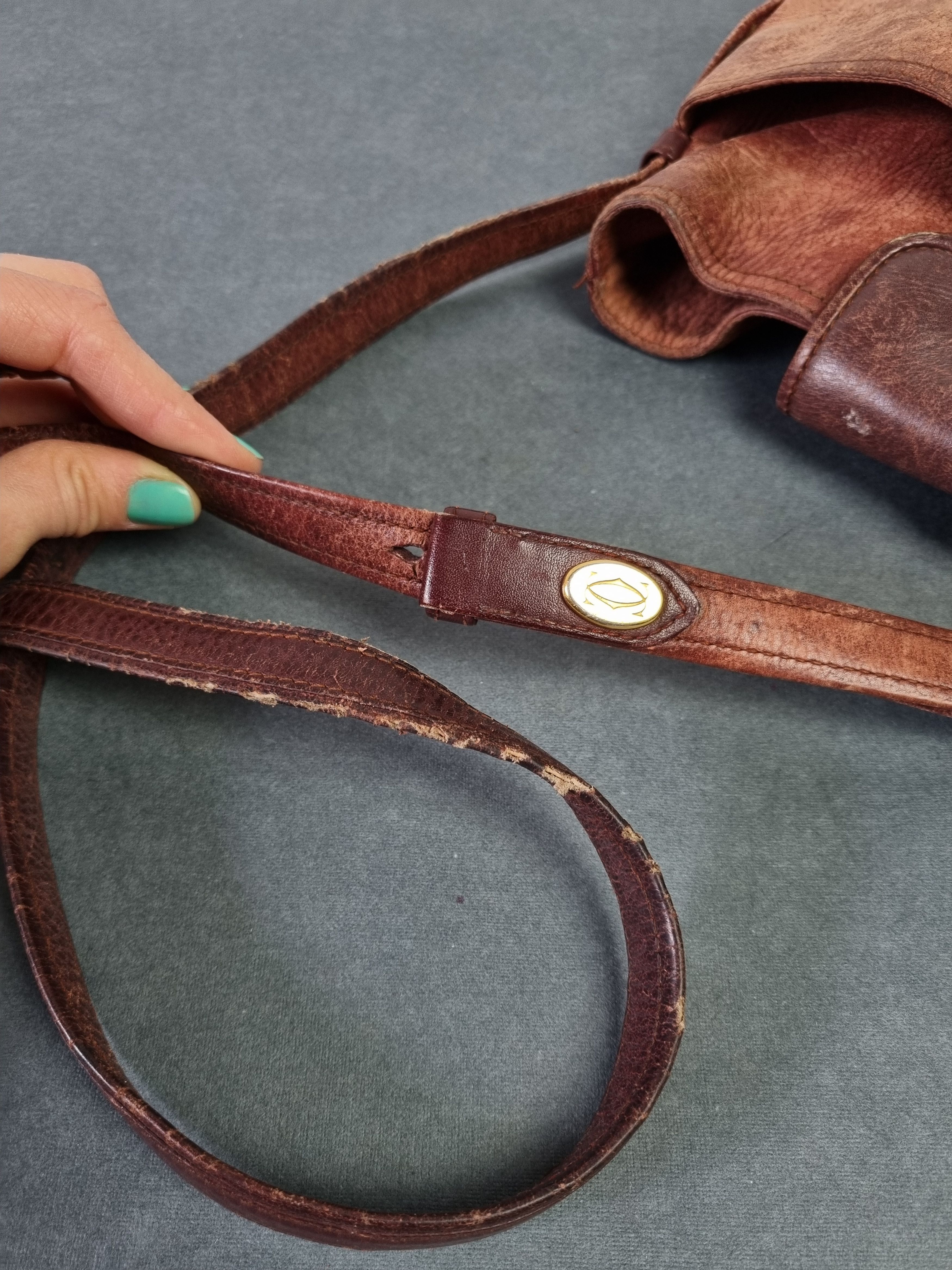 Cartier × Genuine Leather × Leather 80s Distressed CARTIER Shoulder Laether Bag Size ONE SIZE - 9 Thumbnail